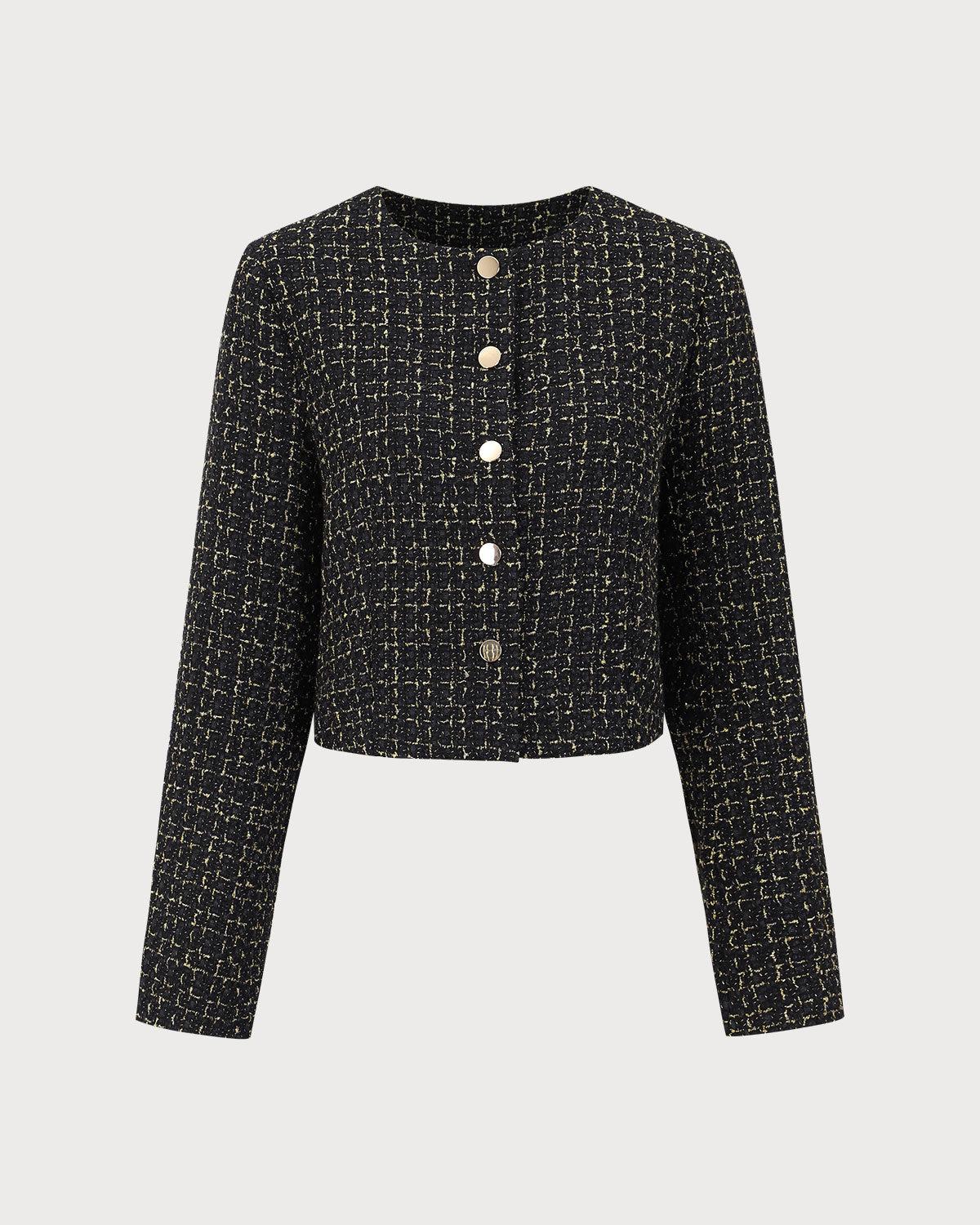 Black Single-Breasted Tweed Jacket Product Image