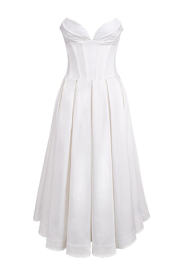 Lady  white strapless midi dress Product Image