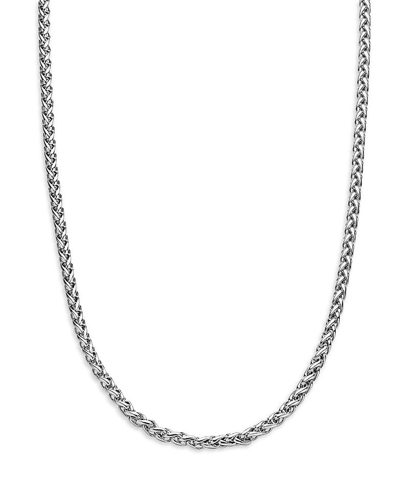 Mens Wheat Chain Necklace in Sterling Silver, 4mm Product Image