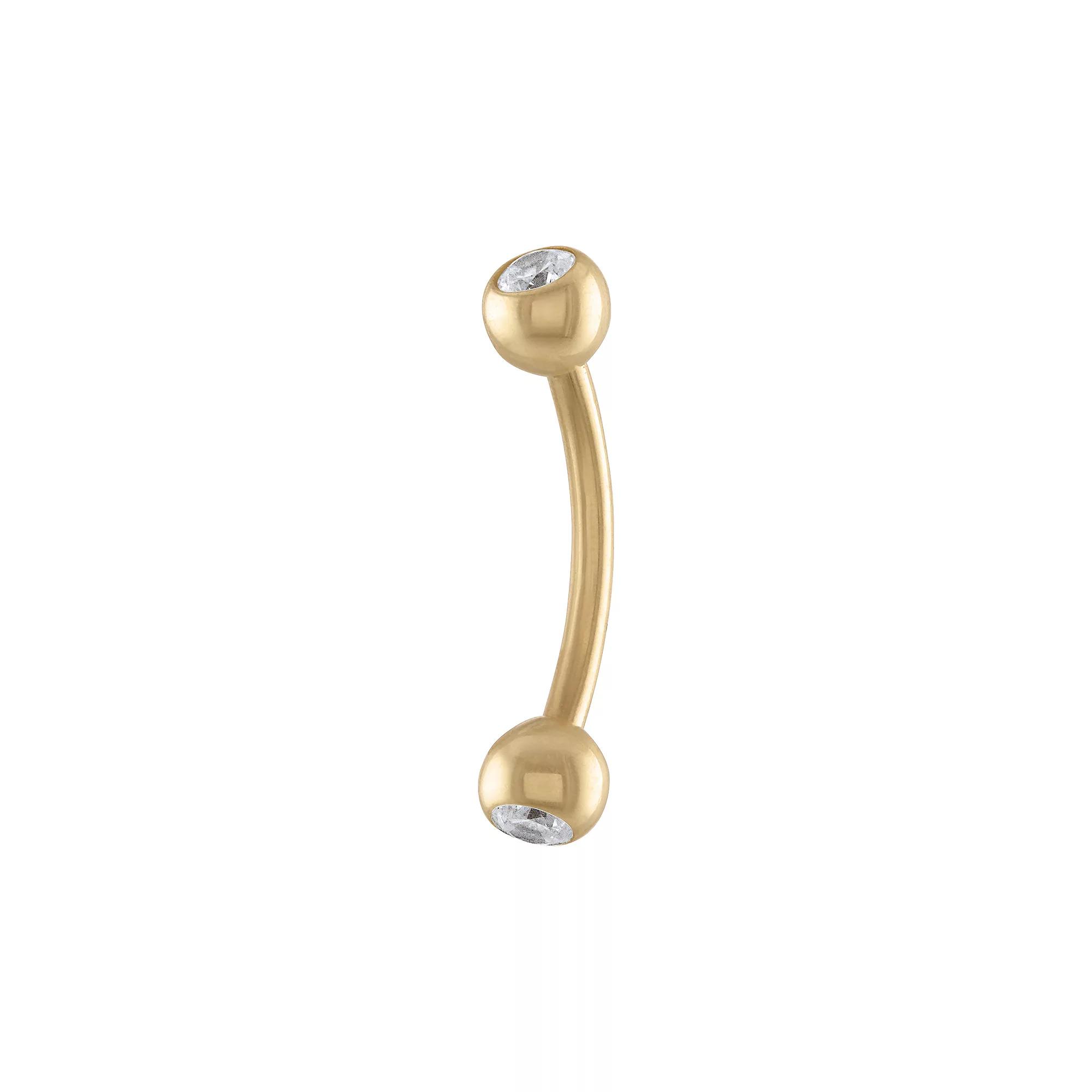 Amella Jewels 14k Gold Over Silver Double Cubic Zirconia Belly Ring, Women's, Gold Tone Product Image