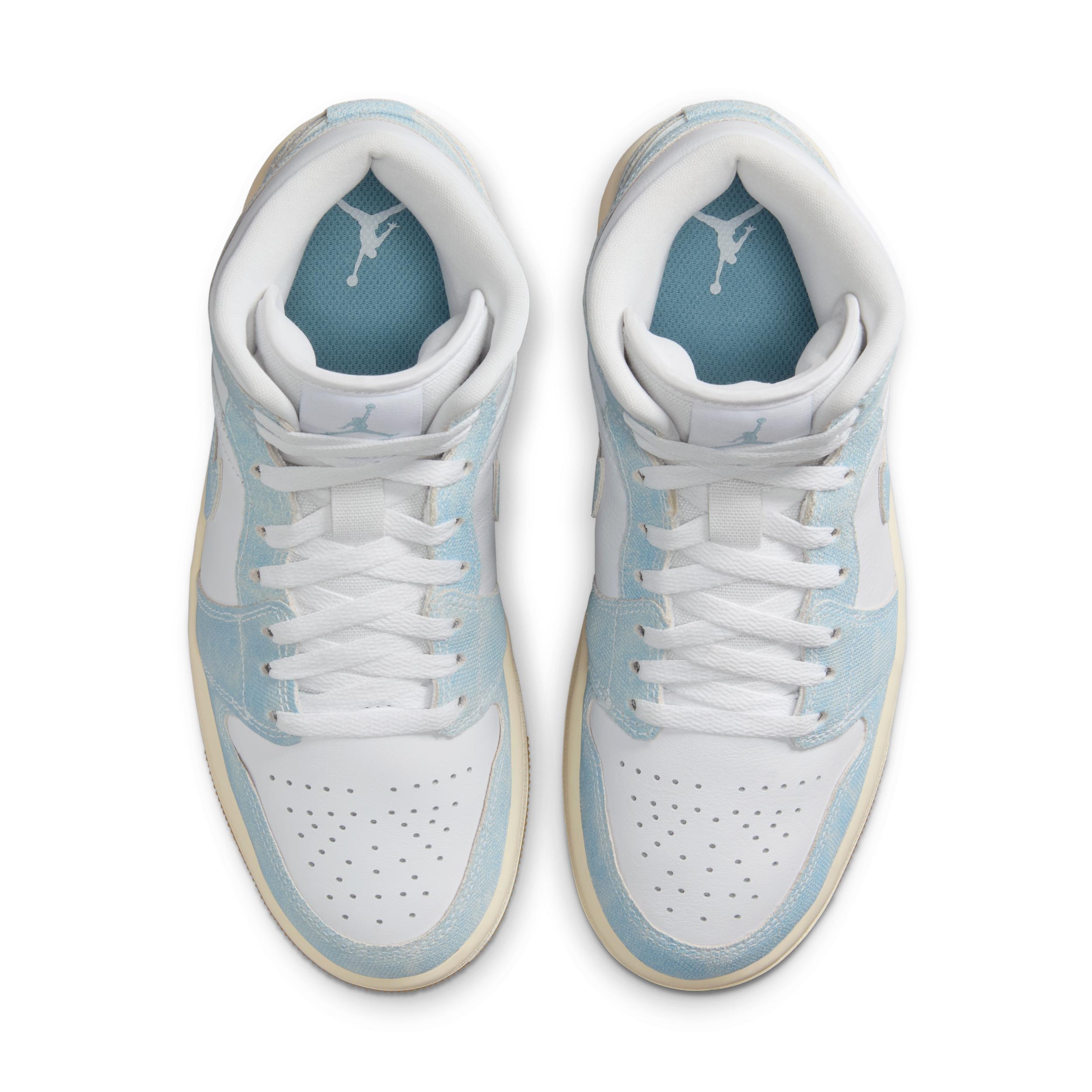 Jordan Womens Jordan Retro 1 Mid SE - Womens Basketball Shoes Worn Blue/Light Gum/White Product Image