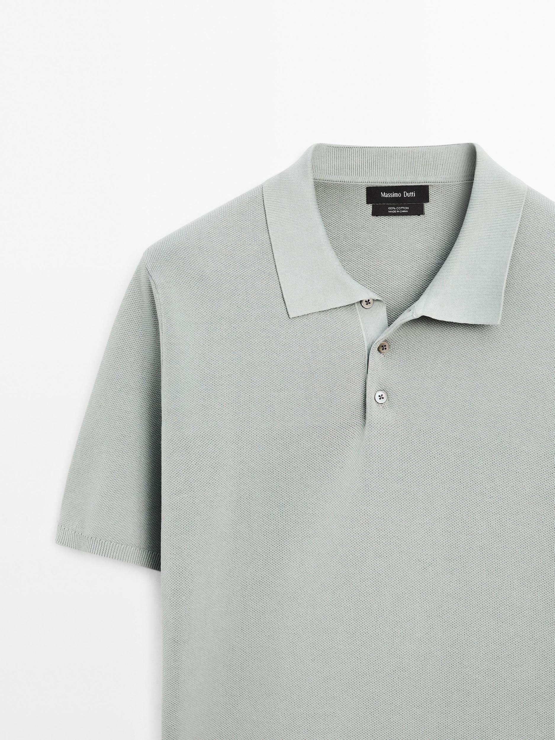 100% cotton textured knit polo shirt Product Image