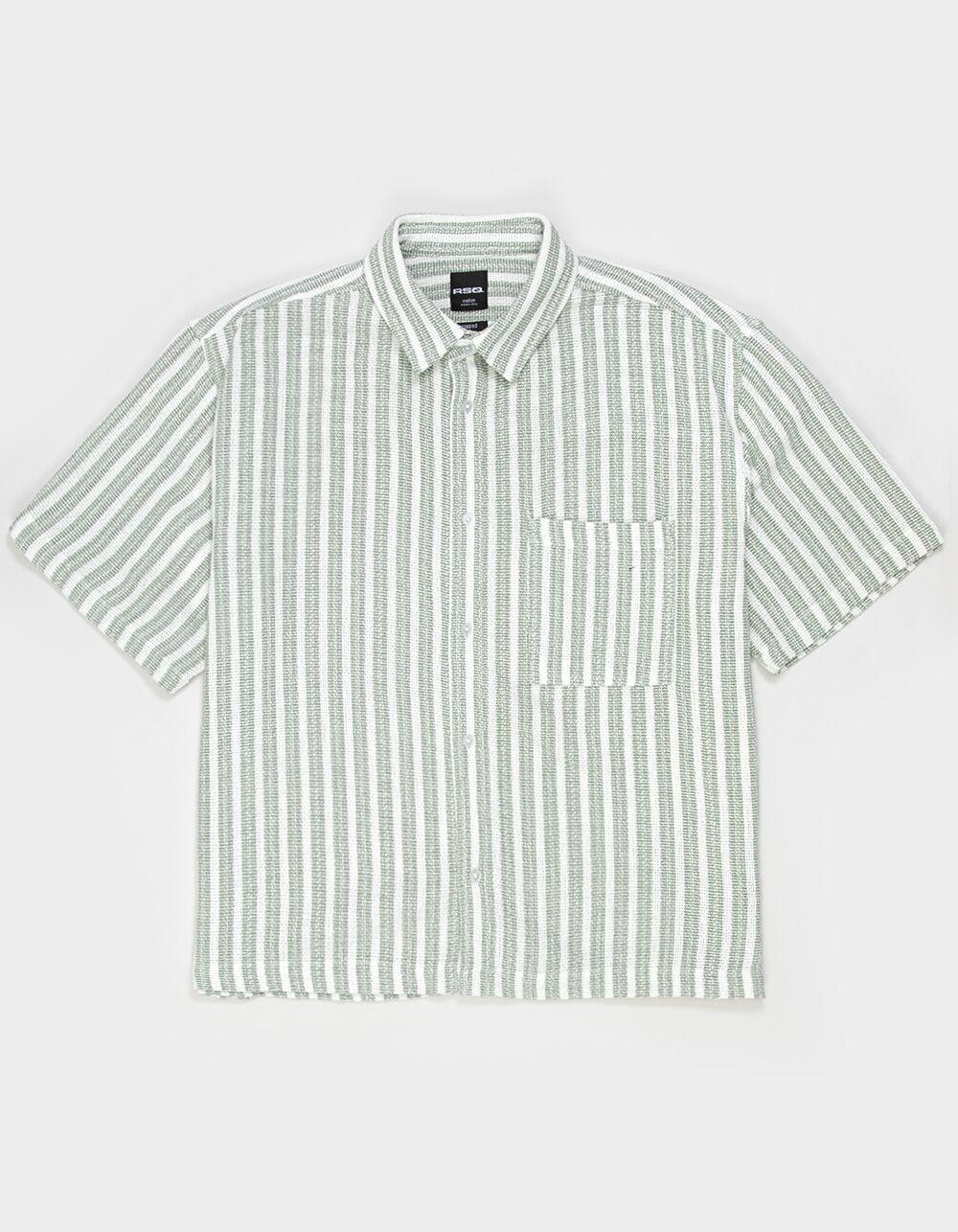 RSQ Mens Textured Stripe Button Up Shirt - SAGE Product Image