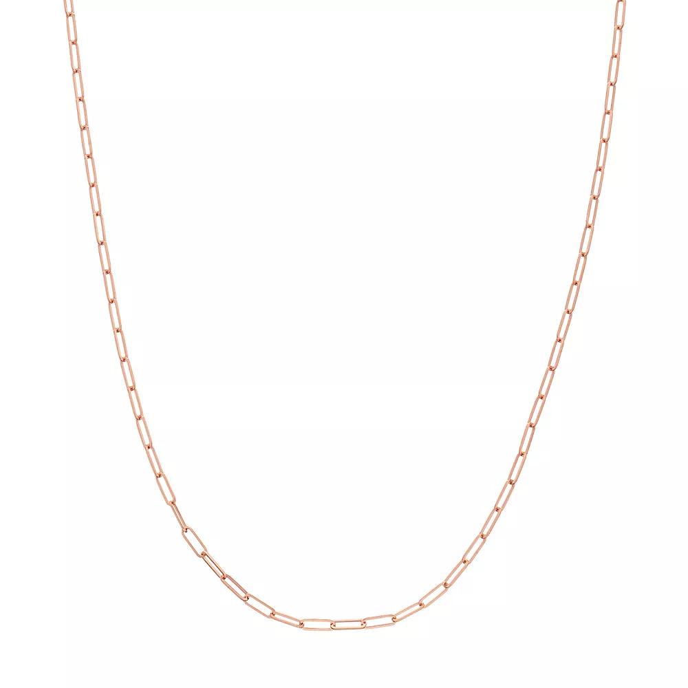 14k Gold Paper Clip Link Chain Necklace, Women's, Size: 18", Pink Product Image