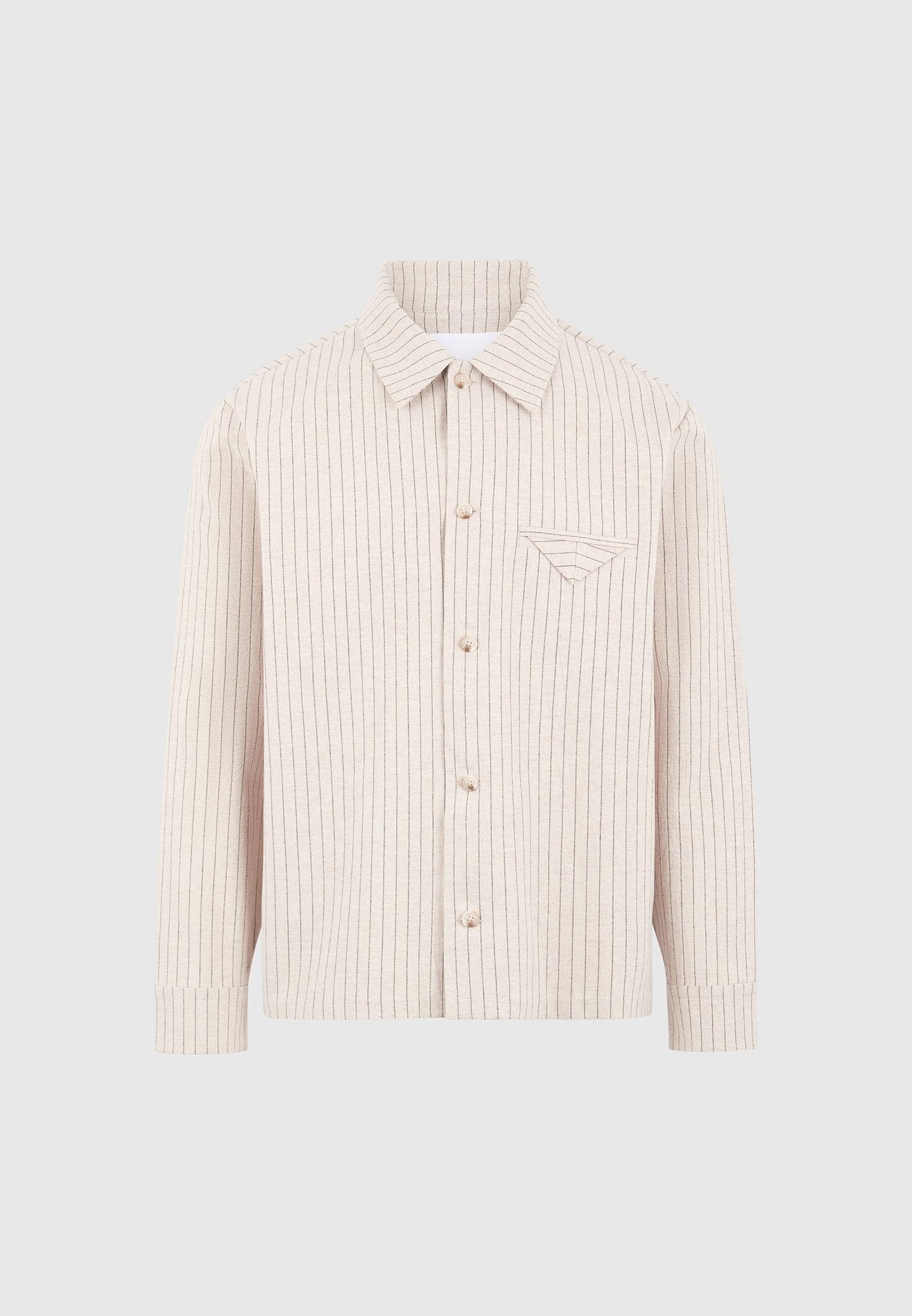 Leo - Pinstripe Overshirt - Beige Male Product Image