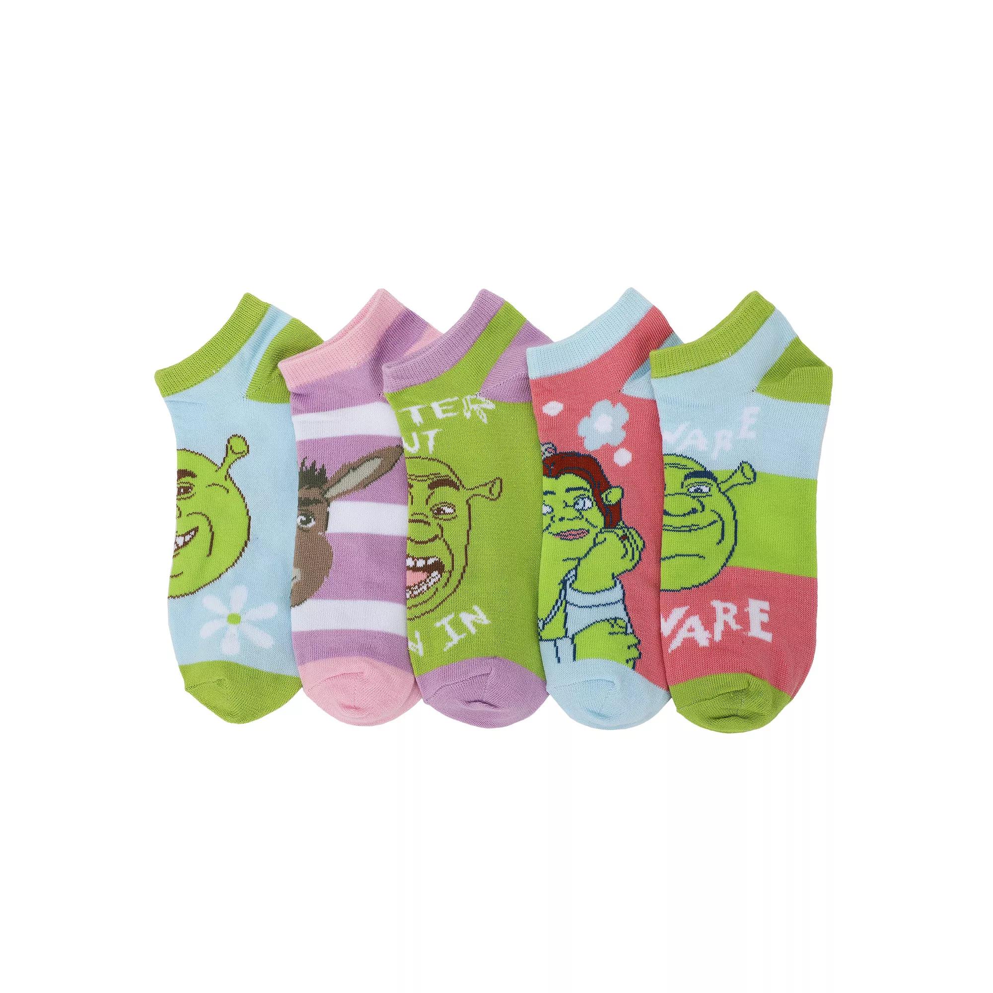 Women's 5-Pack Shrek, Fiona, & Donkey Ankle Socks,  Product Image
