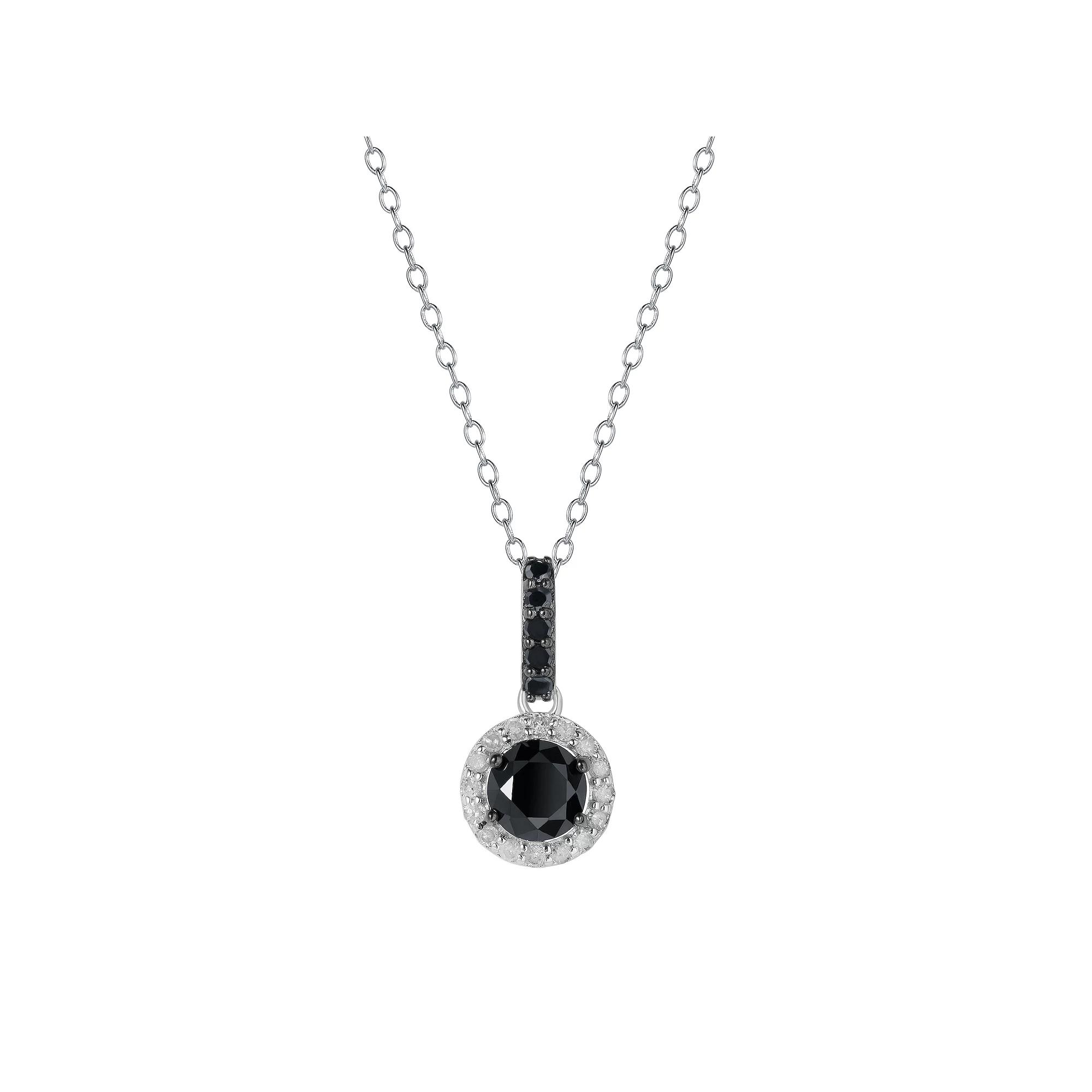 Sterling Silver 1 Carat T.W. Black & White Diamond Pendant Necklace, Women's, Size: 18" Product Image
