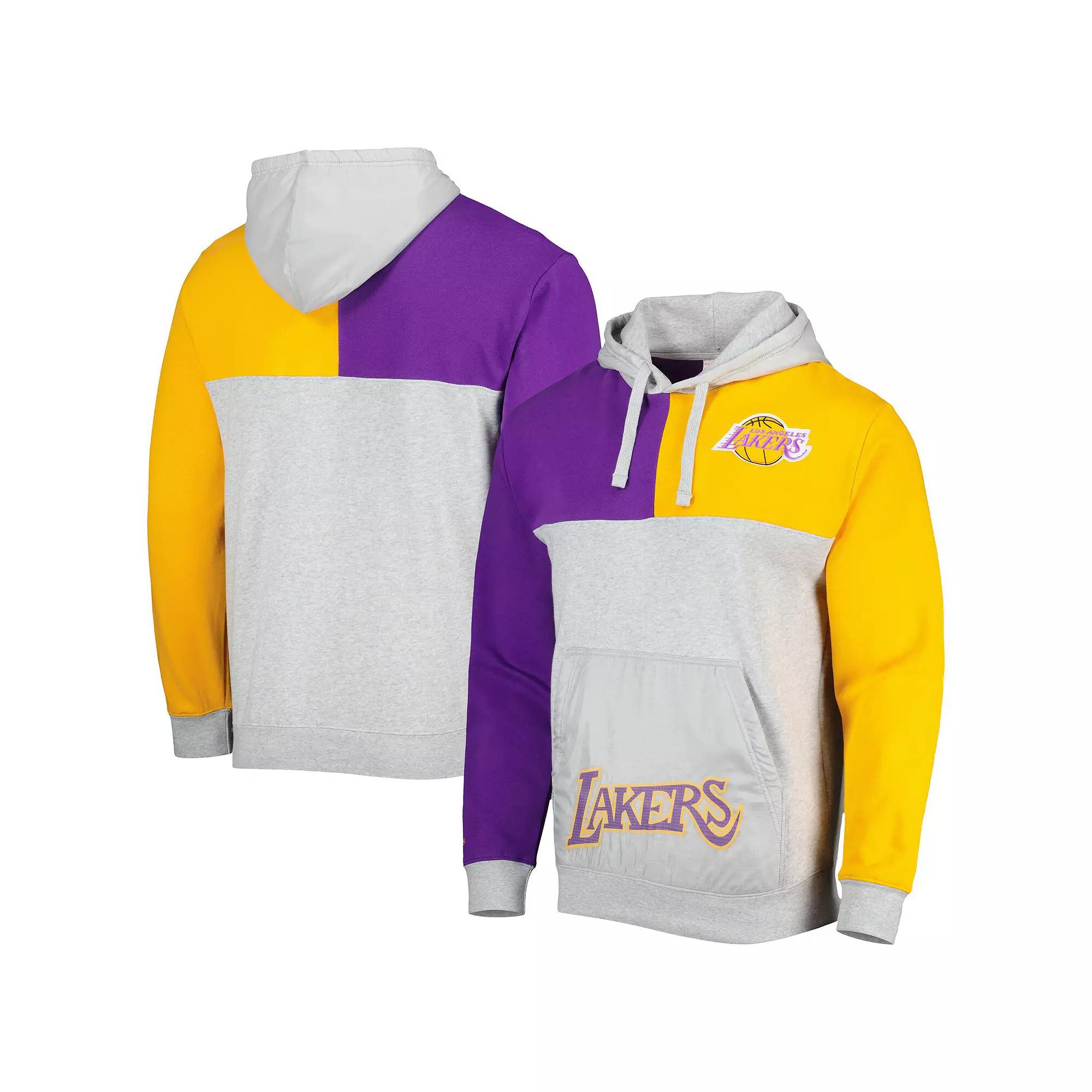 Men's Mitchell & Ness  Heather Gray Los Angeles Lakers Tie-Breaker Pullover Hoodie, Size: Large, Grey Product Image