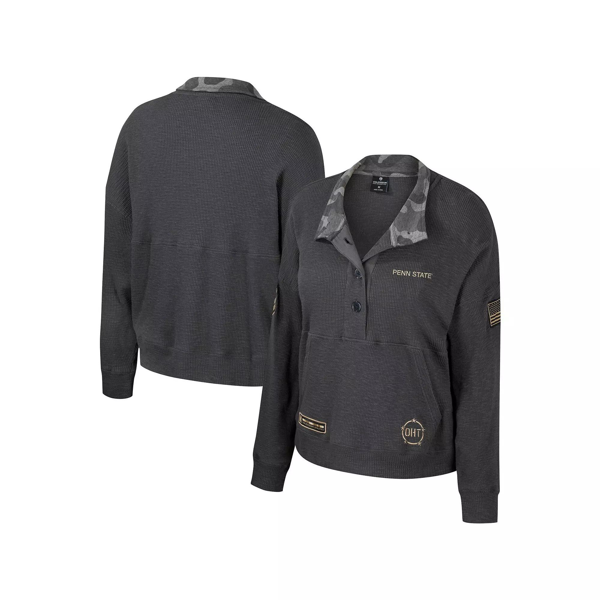 Women's Colosseum Heather Charcoal Tennessee Volunteers OHT Military Appreciation Payback Henley Thermal Sweatshirt,  Product Image