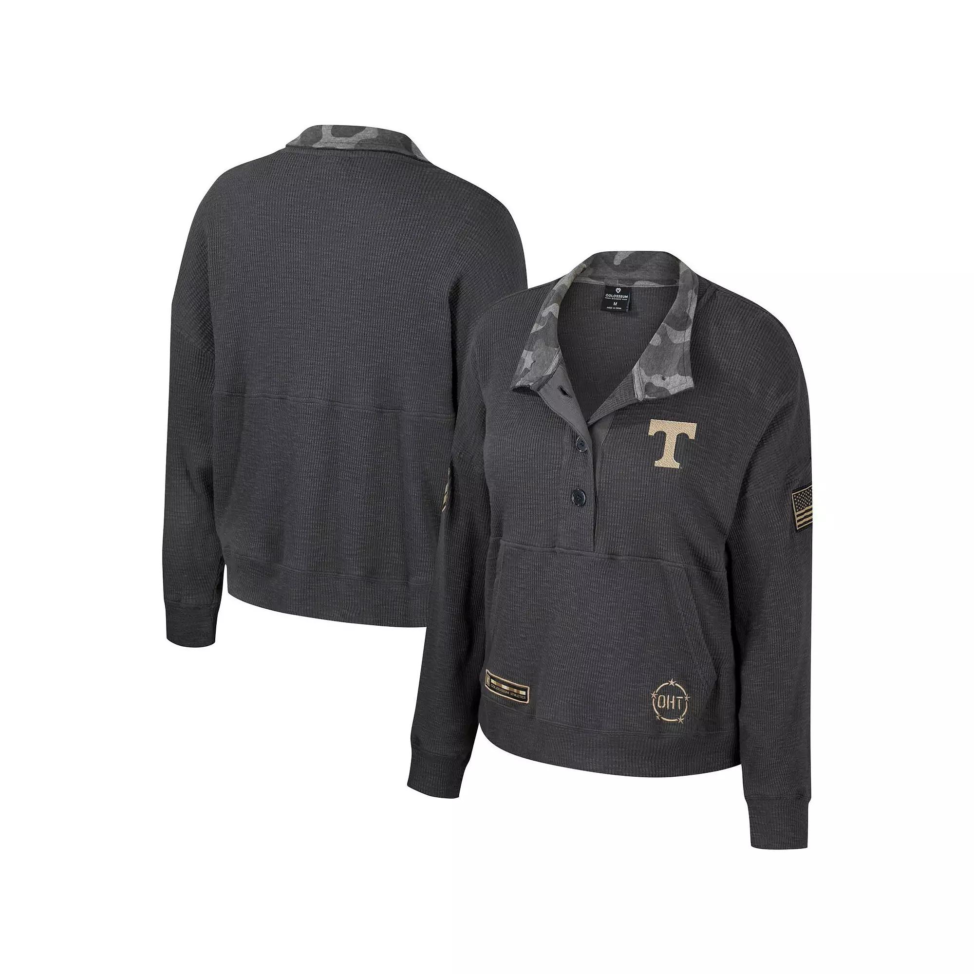 Women's Colosseum Heather Charcoal Tennessee Volunteers OHT Military Appreciation Payback Henley Thermal Sweatshirt,  Product Image