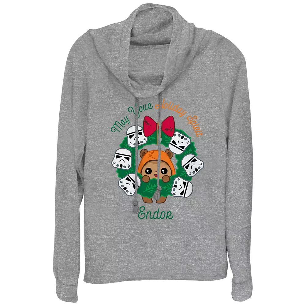 Women's Star Wars May Your Holiday Spirit Endor Cowlneck Graphic Lightweight Long Sleeve,  Product Image