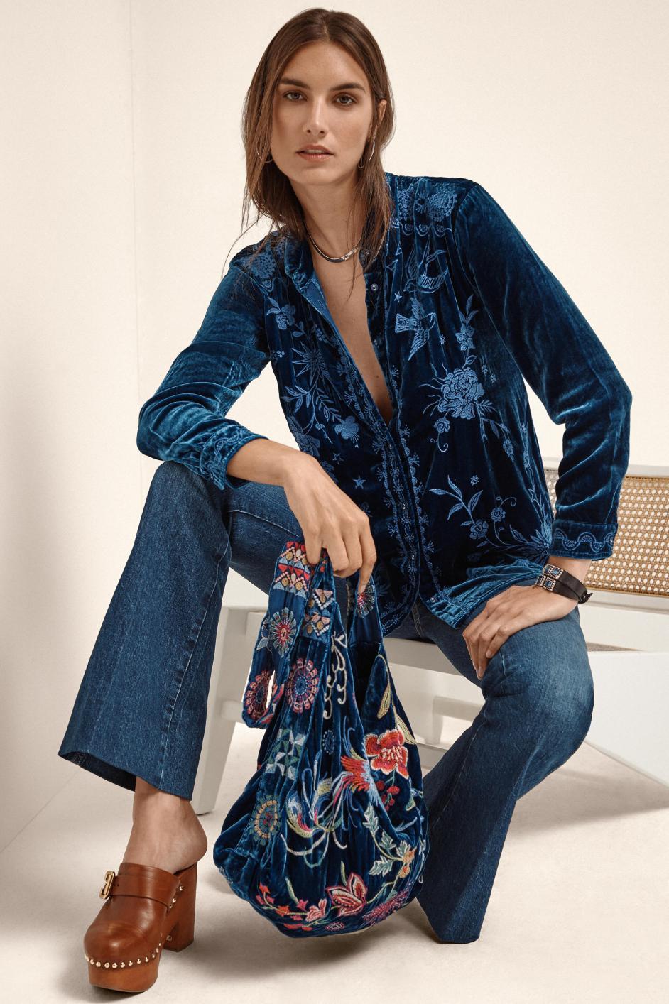 JOHNNY WAS Oversized Velvet Top - Small -SALE Product Image