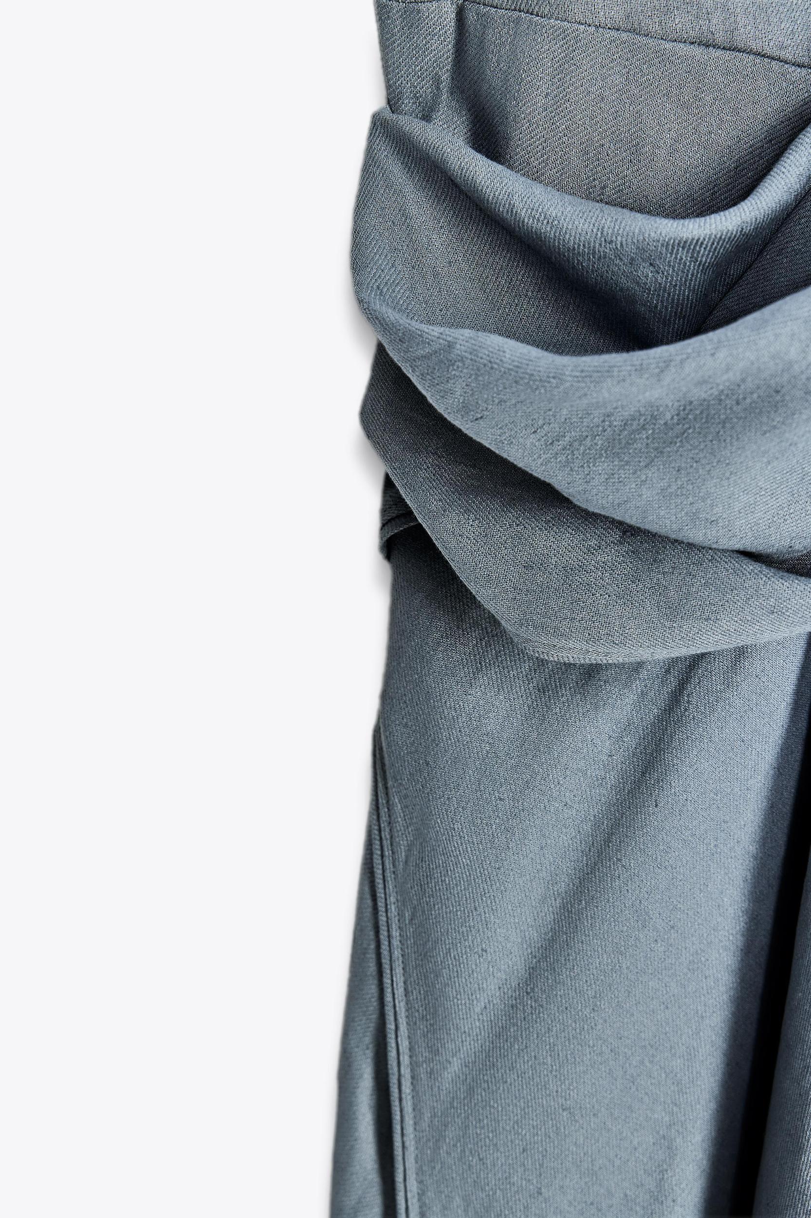 LINEN BLEND DRAPED DRESS ZW COLLECTION Product Image