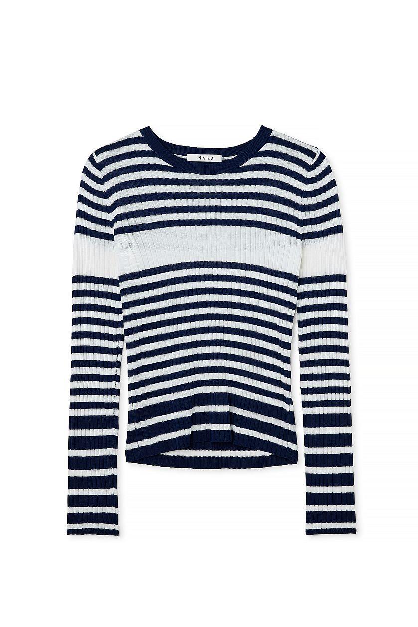 Fine Knitted Striped Sweater Product Image