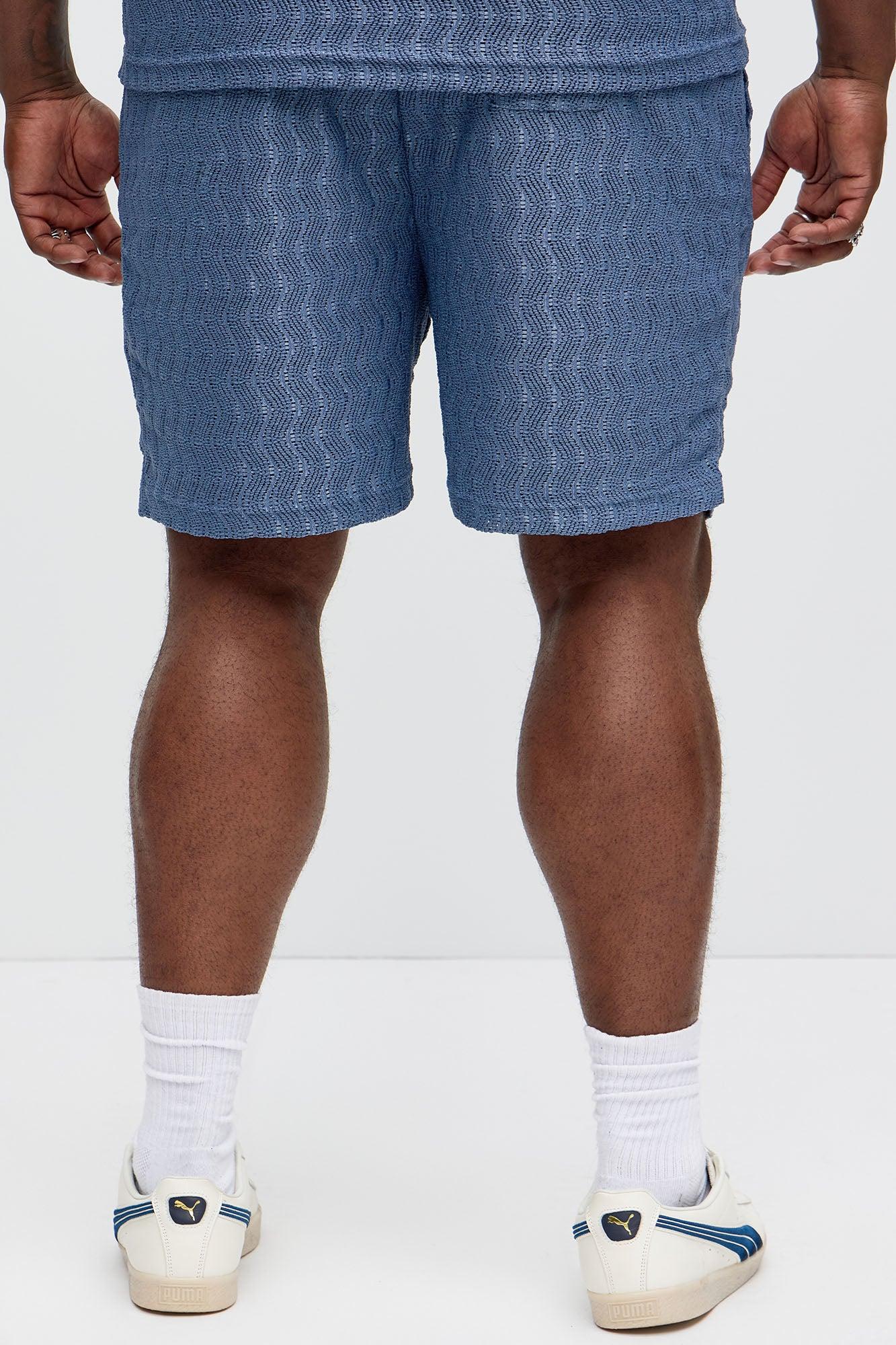 Echo Textured Drawstring Shorts - Blue Product Image
