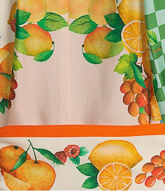 Antonio Melani Raffaella Fruit Printed Satin Tie Neck Long Sleeve Dress Product Image