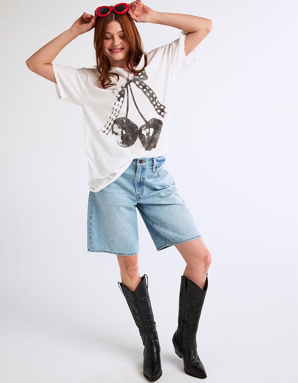 RSQ Womens Cherry Boyfriend Tee - BLK/WHT Product Image