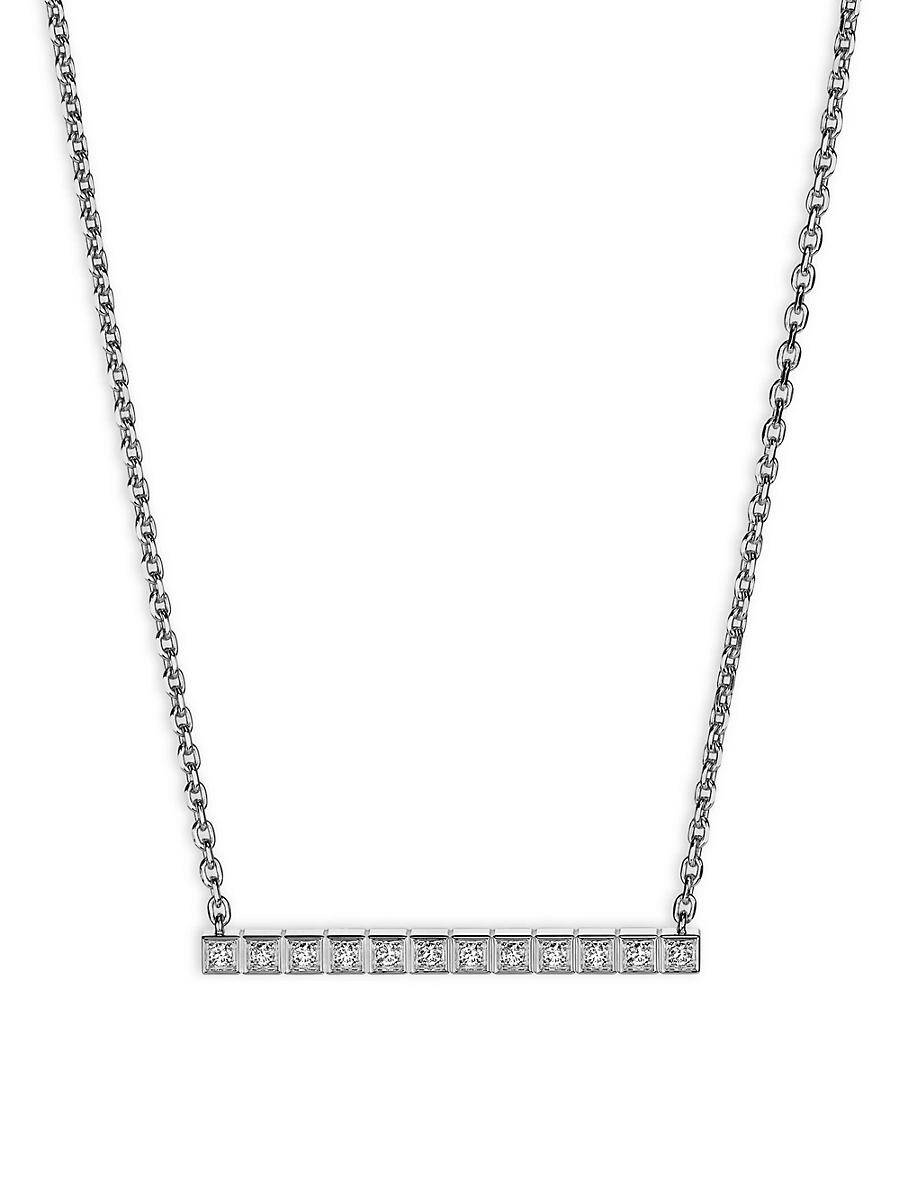 Womens Collier Ice Cube 18K White Gold & Diamond Necklace Product Image
