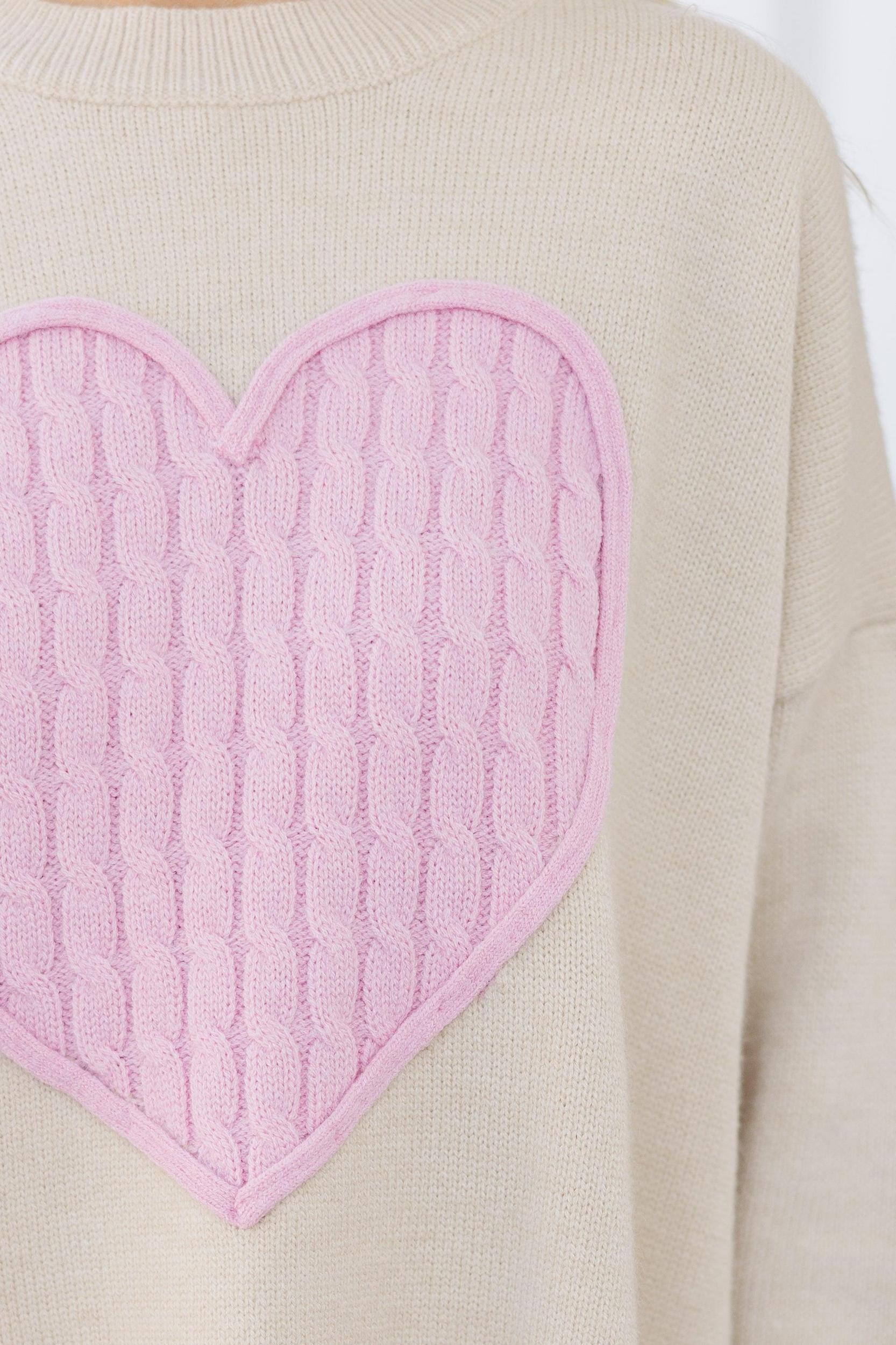 The Lovey Taupe Heart Sweater Female Product Image