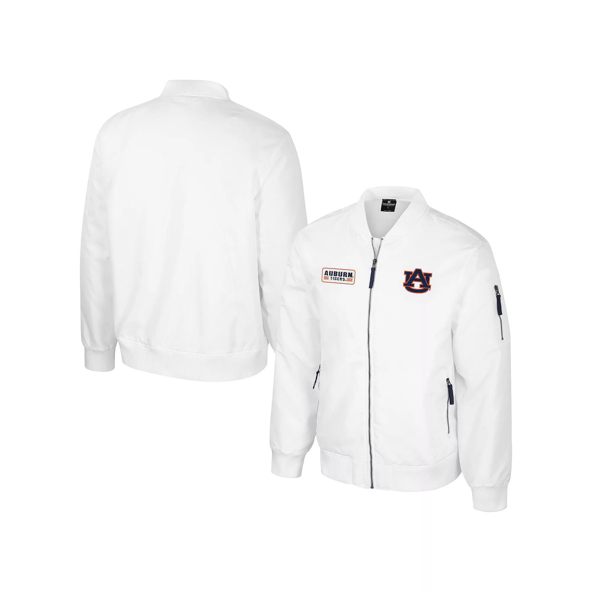 Men's Colosseum Auburn Tigers White Rabbit Full-Zip Bomber Jacket,  Product Image