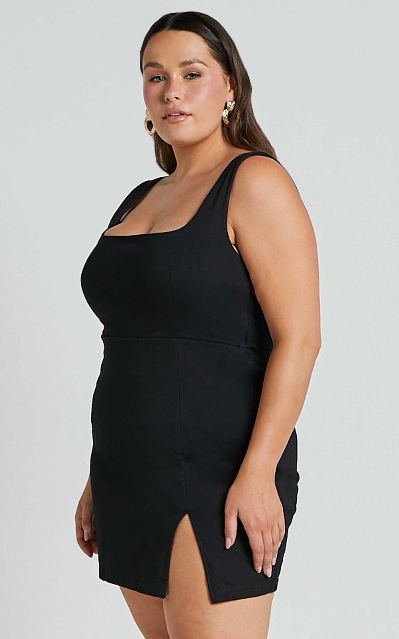 Hughes Mini Dress - Square Neck Dress in Black Product Image