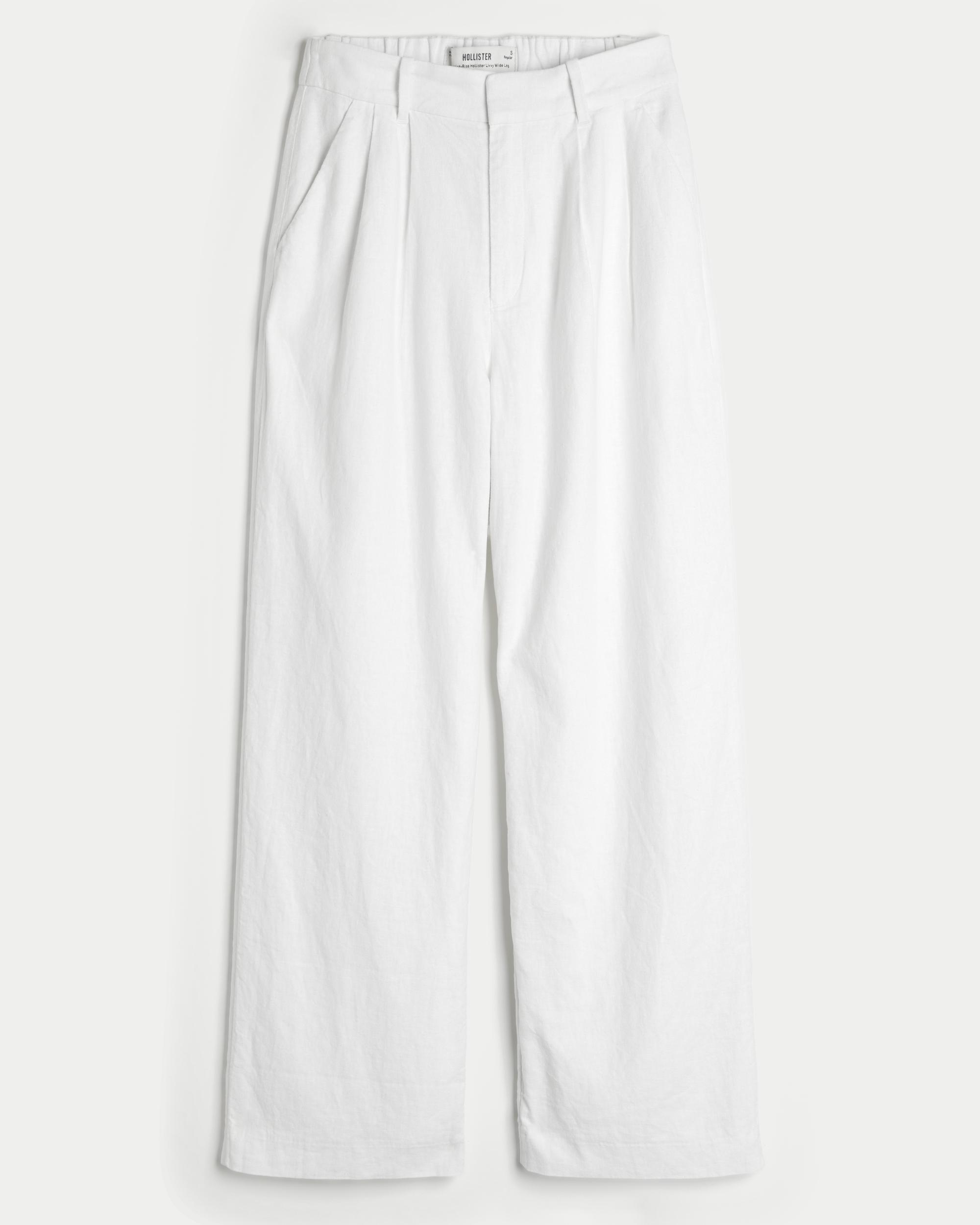 Hollister Livvy Ultra High-Rise Linen-Blend Wide-Leg Pants Product Image