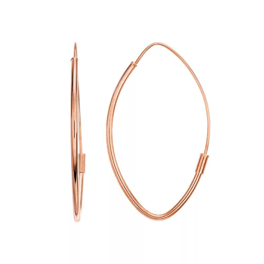 14k Gold Marquise Hoop Earrings, Women's, Pink Product Image