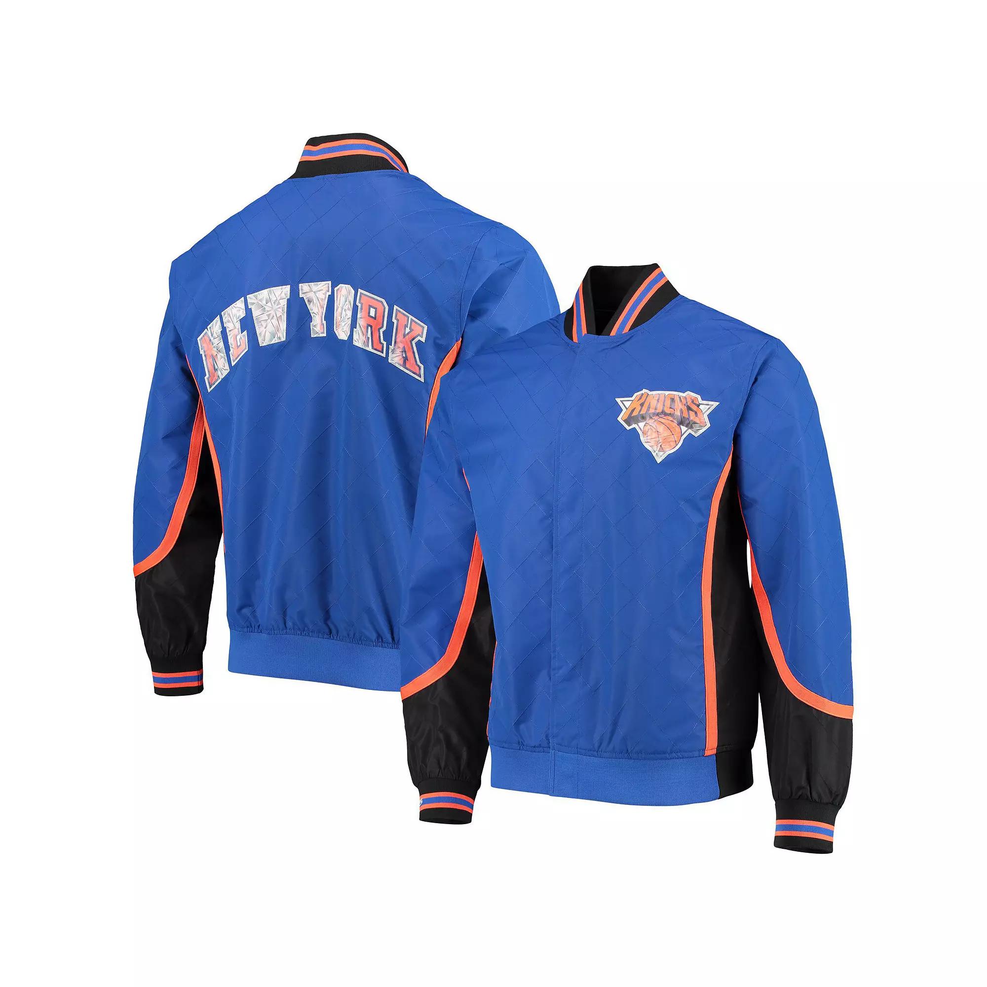 Men's New York Knicks Blue Mitchell & Ness Hardwood Classics 75th Anniversary Authentic Warmup Full-Snap Jacket,  Product Image
