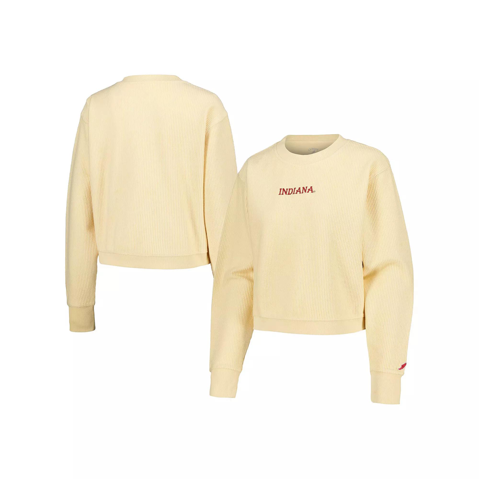 Women's League Collegiate Wear Cream Indiana Hoosiers Timber Cropped Pullover Sweatshirt,  Product Image