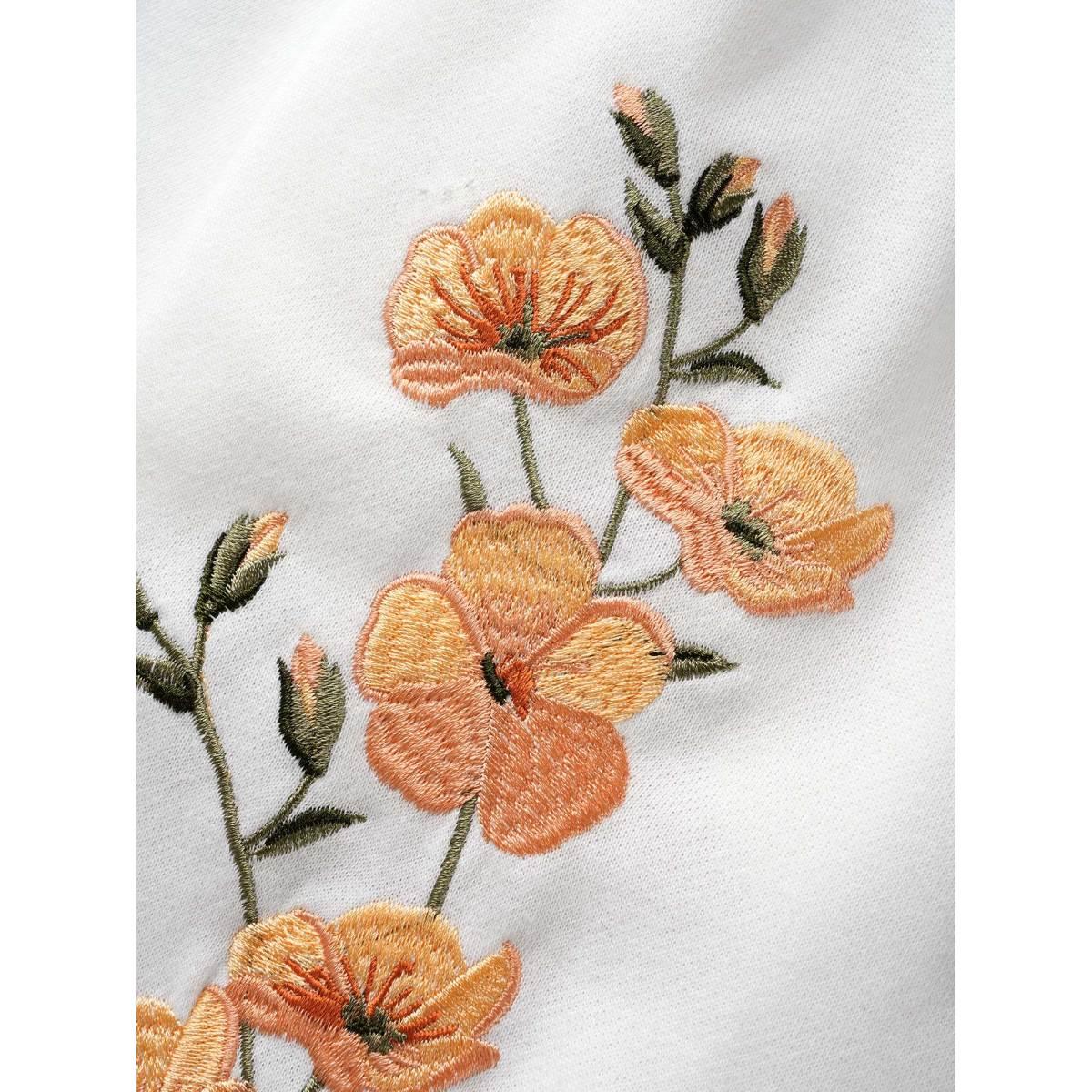 Plus Size Floral Embroidered Hooded Drawstring Sweatshirt Women WhiteSmoke Elegant Embroidered Hooded Everyday Sweatshirts BloomChic 28/5X Product Image