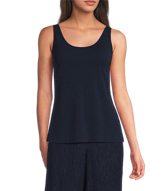Eileen Fisher Stretch Silk Jersey Scoop Neck Sleeveless Slim Tank Product Image