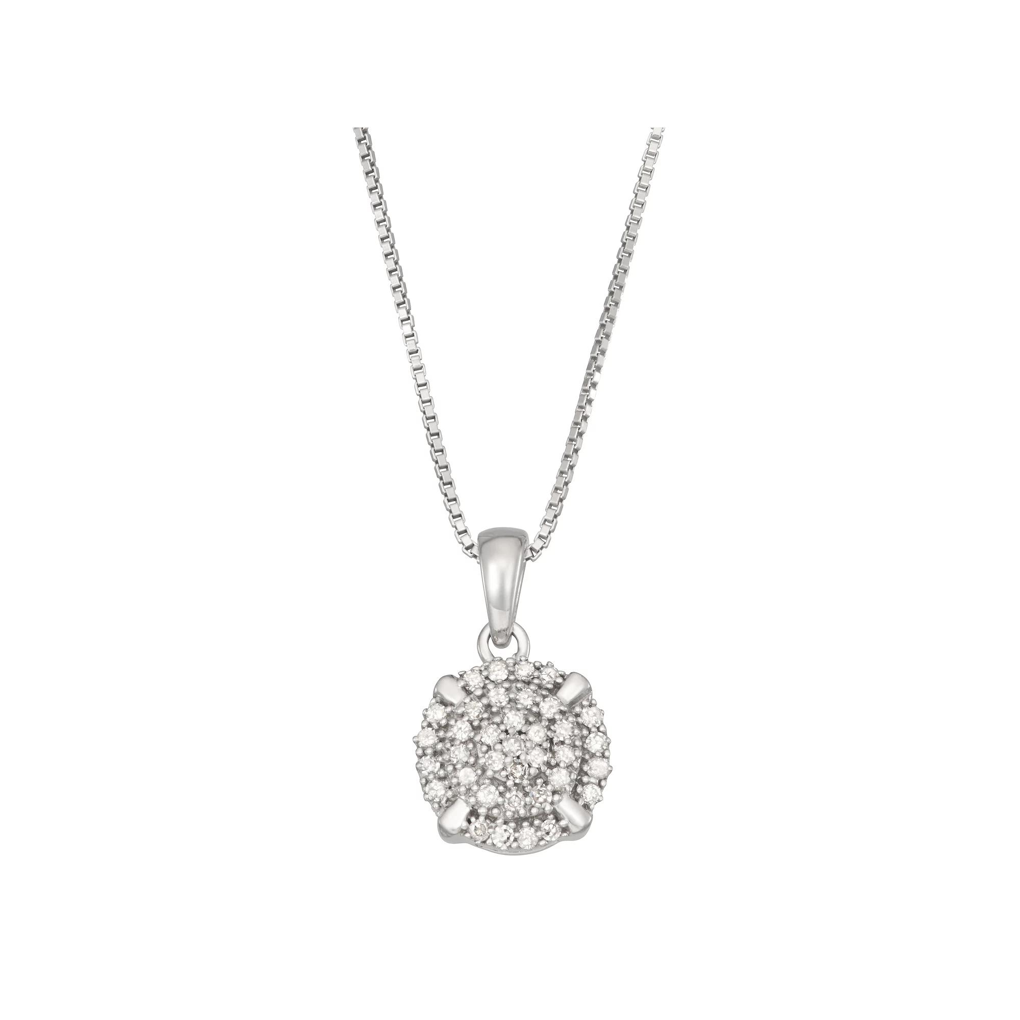 HDI Sterling Silver 1/5 Carat T.W. Diamond Cluster Pendant Necklace, Women's, Size: 18" Product Image