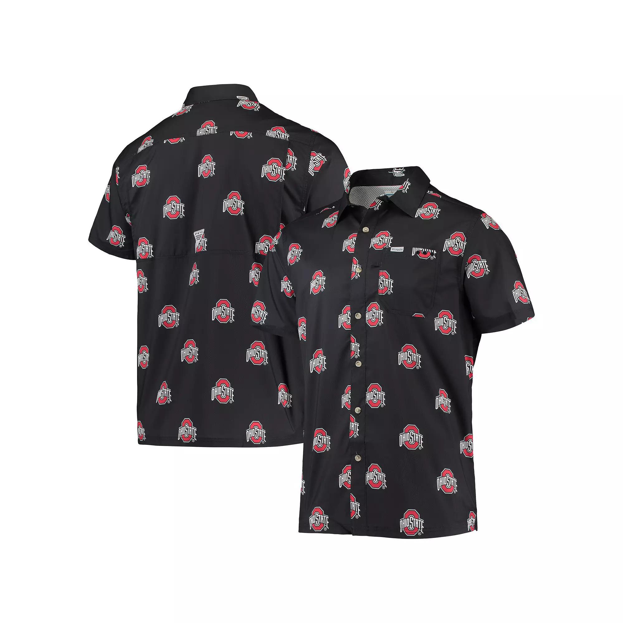 Men's Columbia Black Ohio State Buckeyes Super Slack Tide Omni-Shade Button-Up Shirt,  Product Image