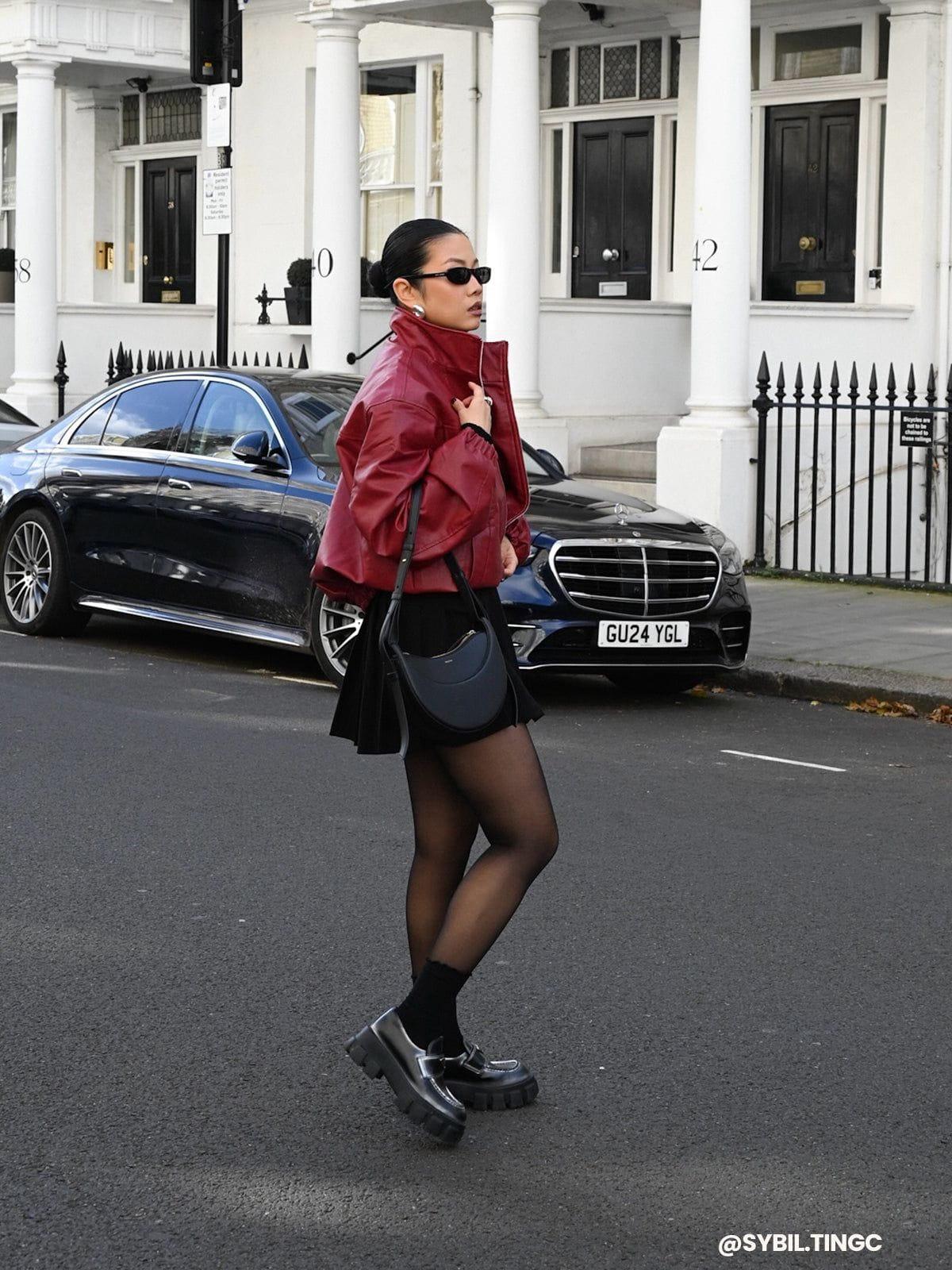 Aelfric Eden Metal Buckle Faux Leather Jacket Product Image