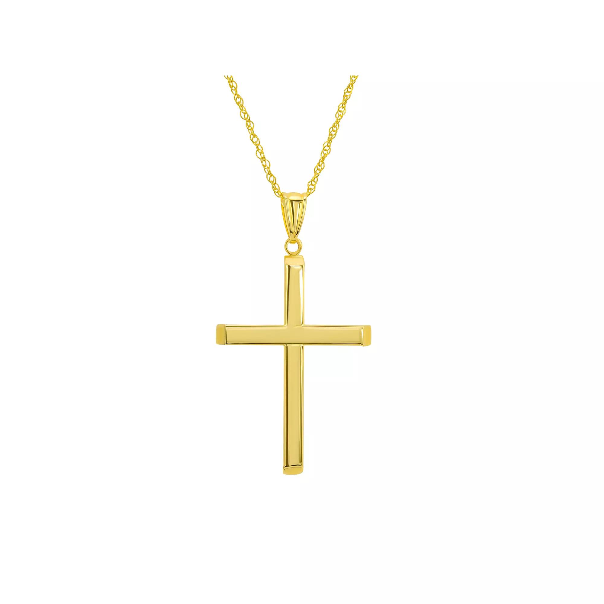10k Gold Polished Cross Pendant Necklace, Women's, Size: 18" Product Image