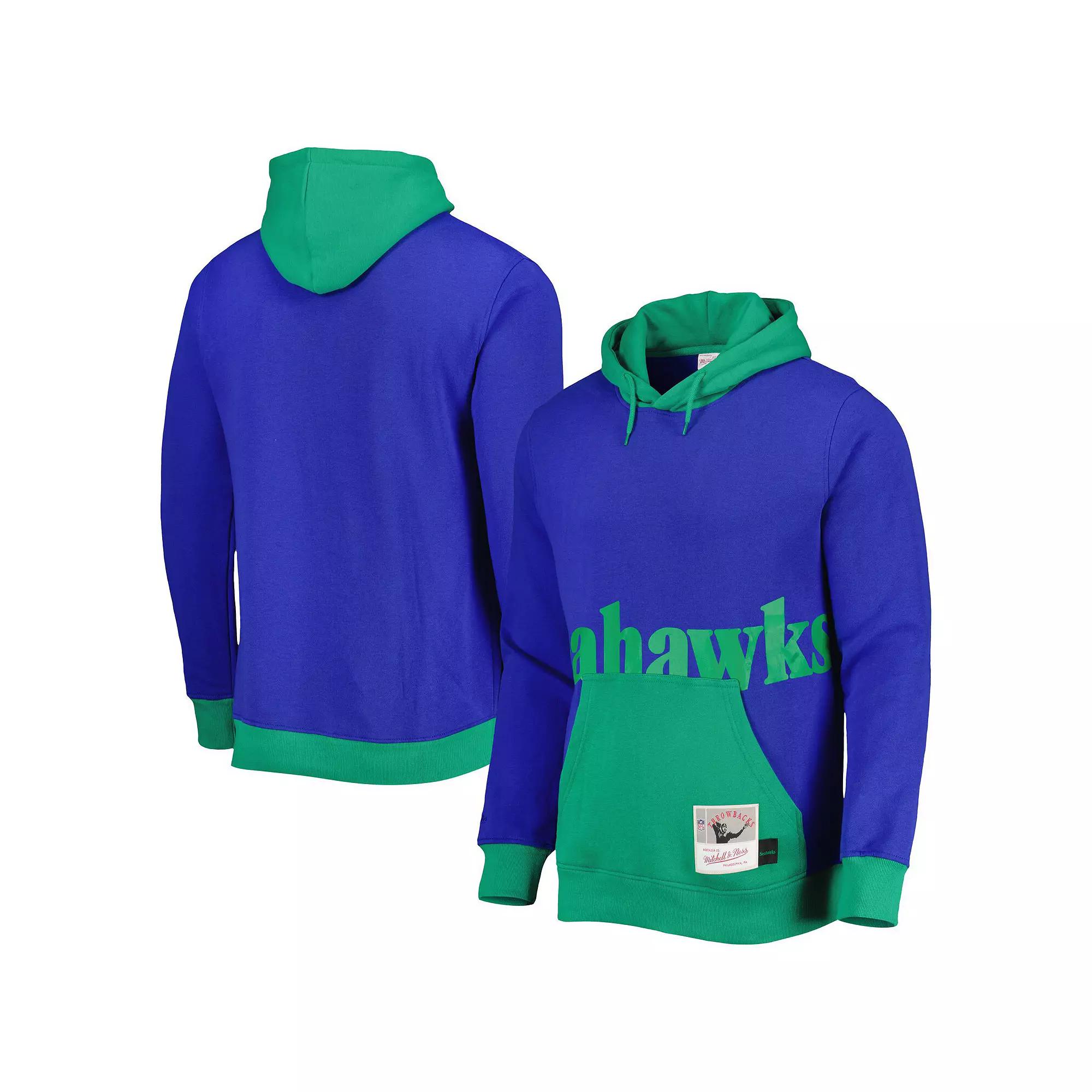 Men's Mitchell & Ness Royal Seattle Seahawks Big Face 5.0 Pullover Hoodie,  Product Image