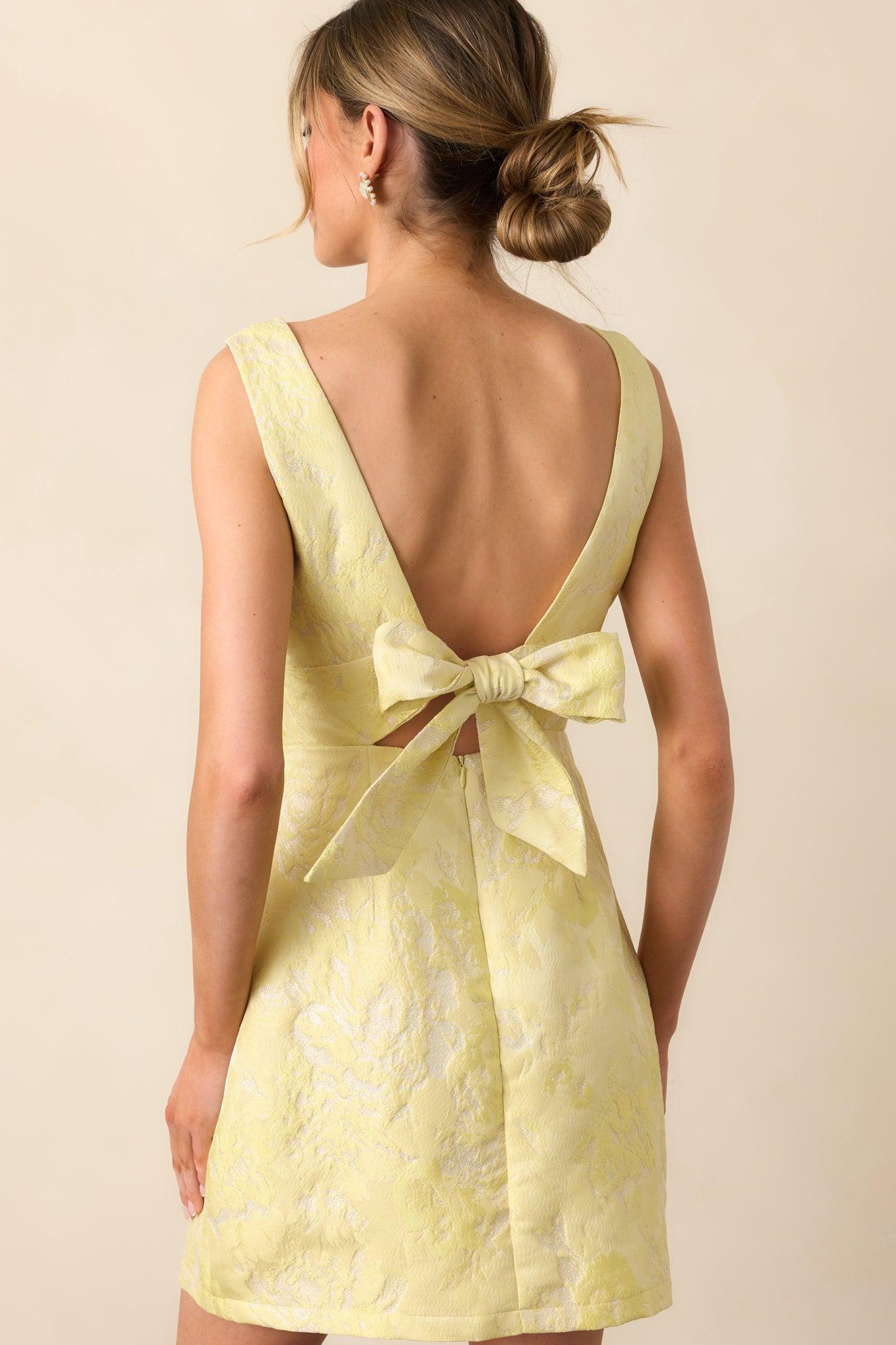 Daily Delight Yellow Floral Jacquard Mini Dress Product Image