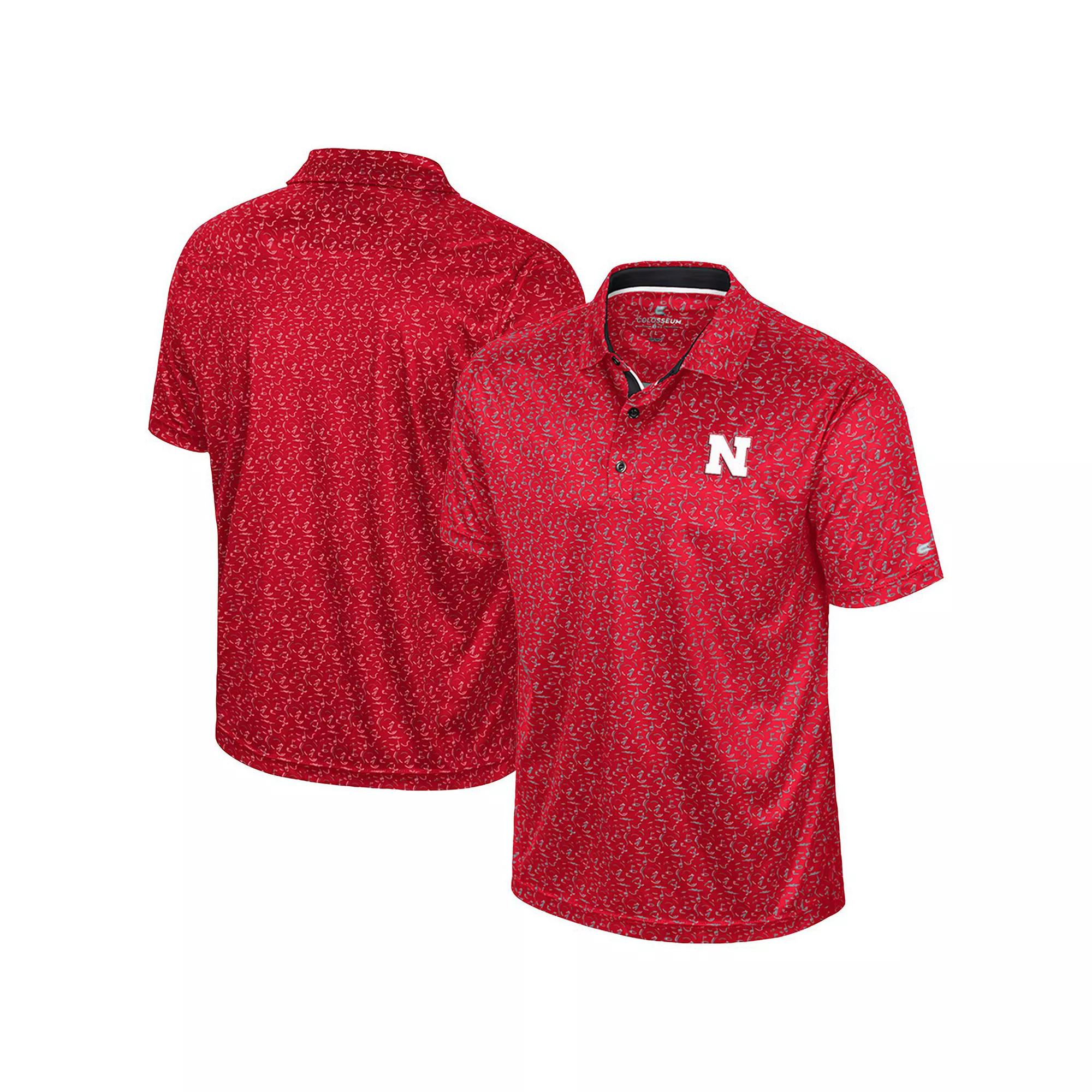 Men's Colosseum Scarlet Nebraska Huskers Sublimated Golf Polo, Size: XL, Red Product Image