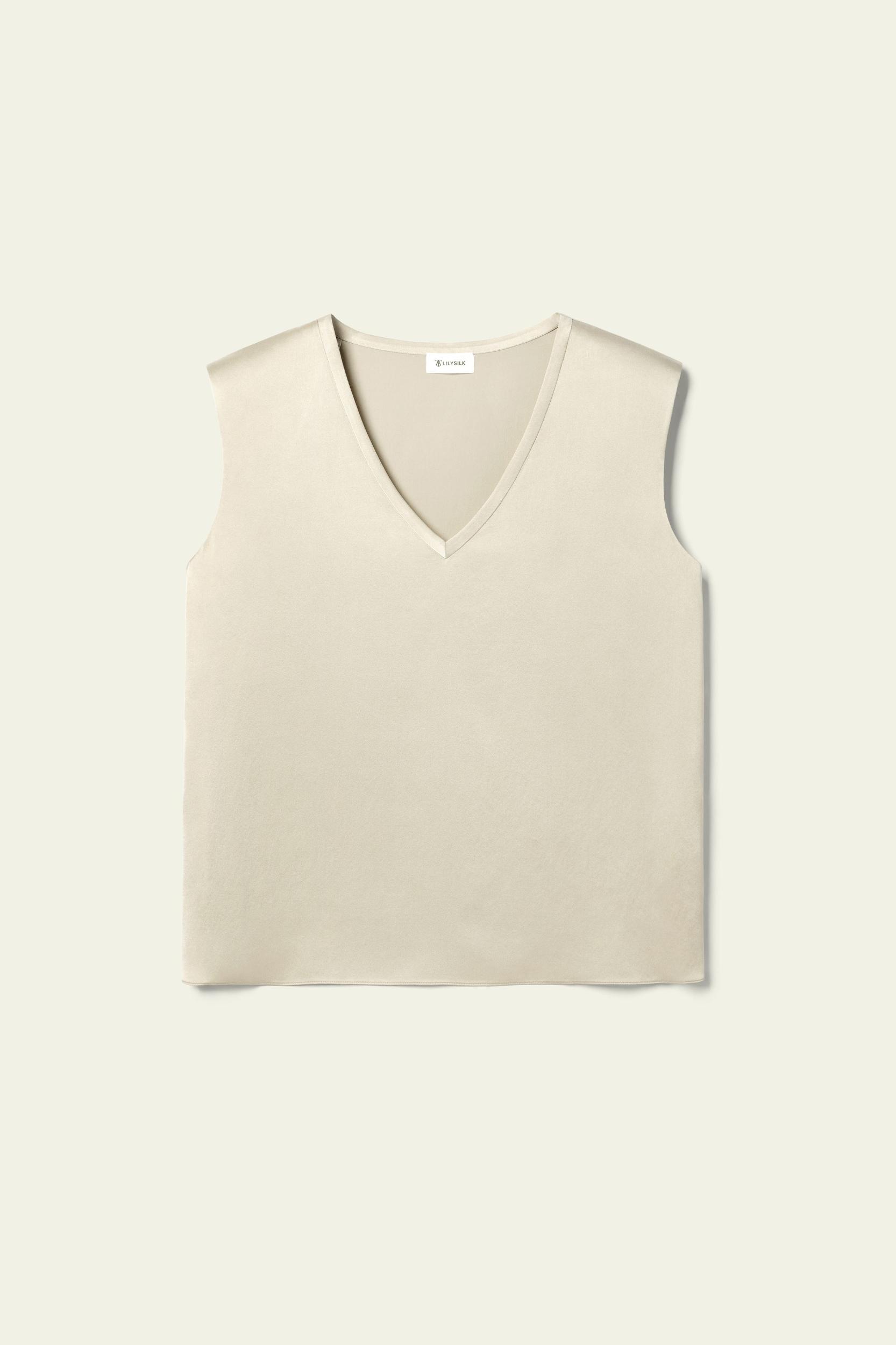 LILYSILK x Melissa Murrell Silk Suede Sleeveless V Neck Top Product Image