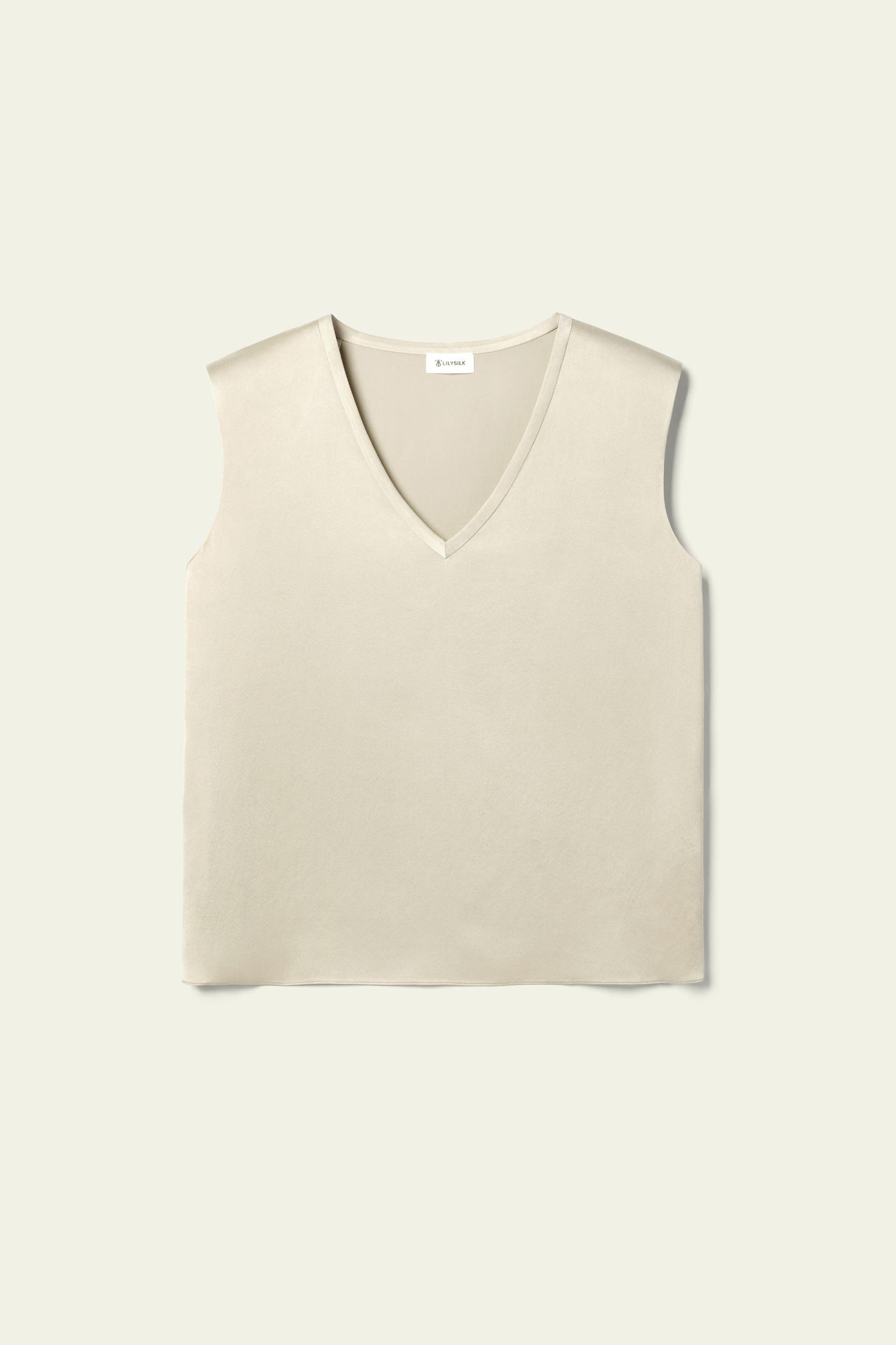 LILYSILK x Melissa Murrell Silk Suede Sleeveless V Neck Top Product Image