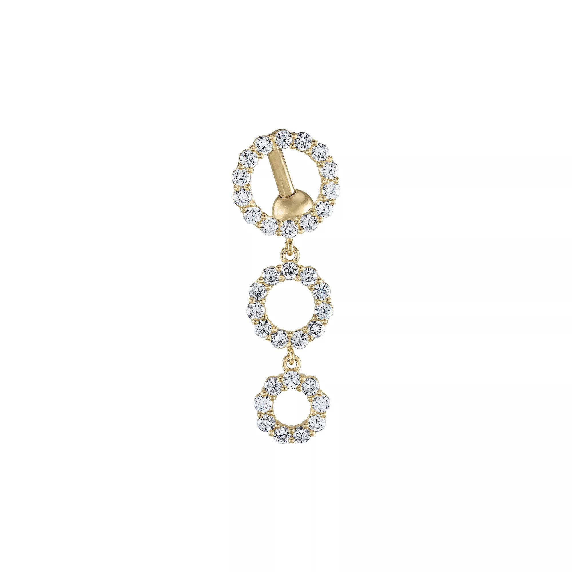 Amella Jewels 14k Gold Cubic Zirconia Triple Circle Belly Ring, Women's Product Image