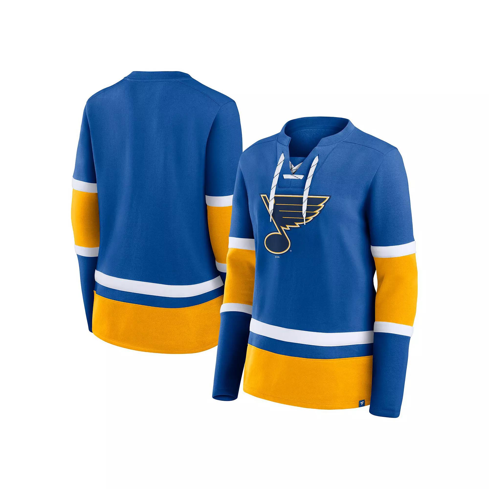 Women's Fanatics Blue St. Louis Blues Prime Time Lace-Up Long Sleeve T-Shirt, Size: 2XL Product Image