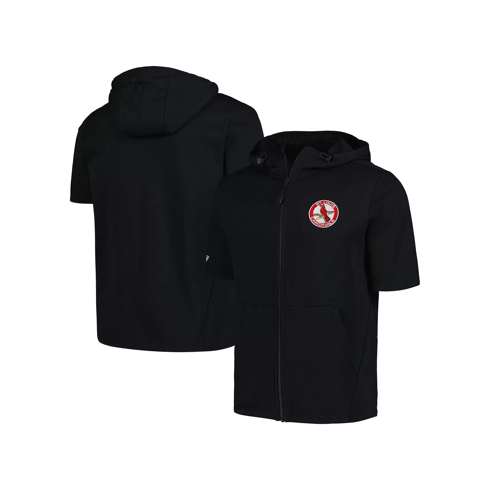 Men's Levelwear Black St. Louis Cardinals Recruit Short Sleeve Full-Zip Hoodie, Size: Medium Product Image