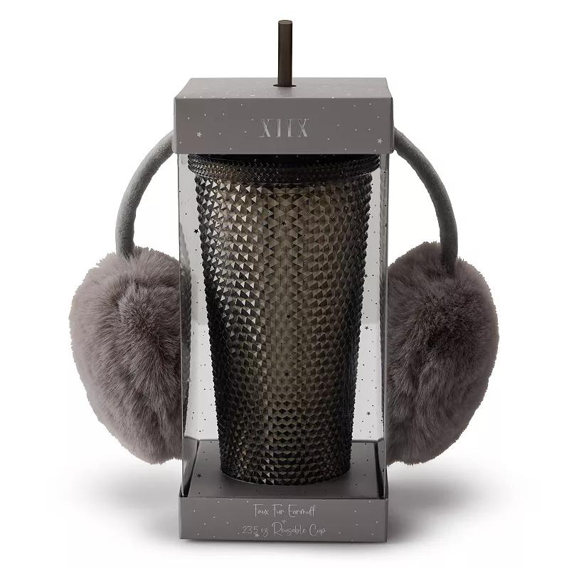 Women's Collection XIIX Textured Tumbler & Earmuff Set, Grey Product Image