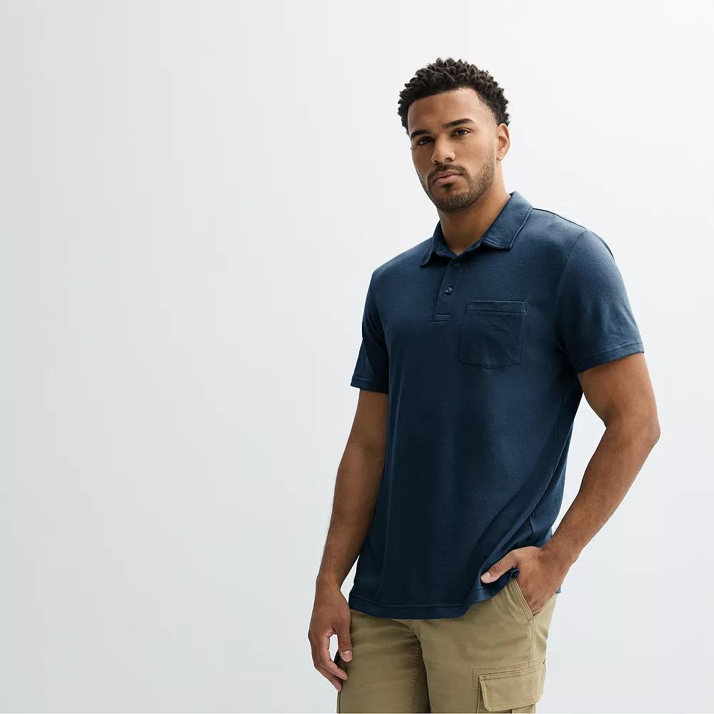 Men's Sonoma Goods For Life® Supersoft Short Sleeve Polo, Size: Medium, Blue Product Image