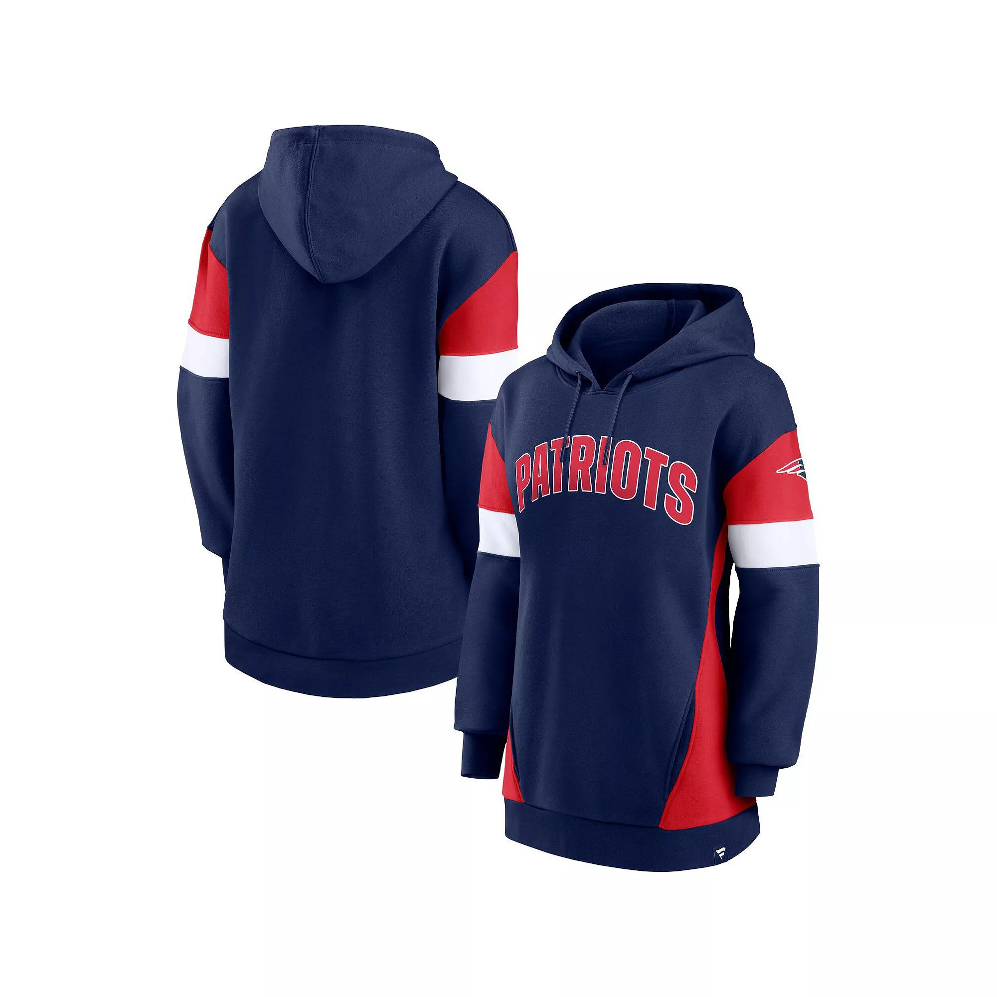 Women's Fanatics Branded Navy/Red New England Patriots Lock It Down Pullover Hoodie,  Product Image