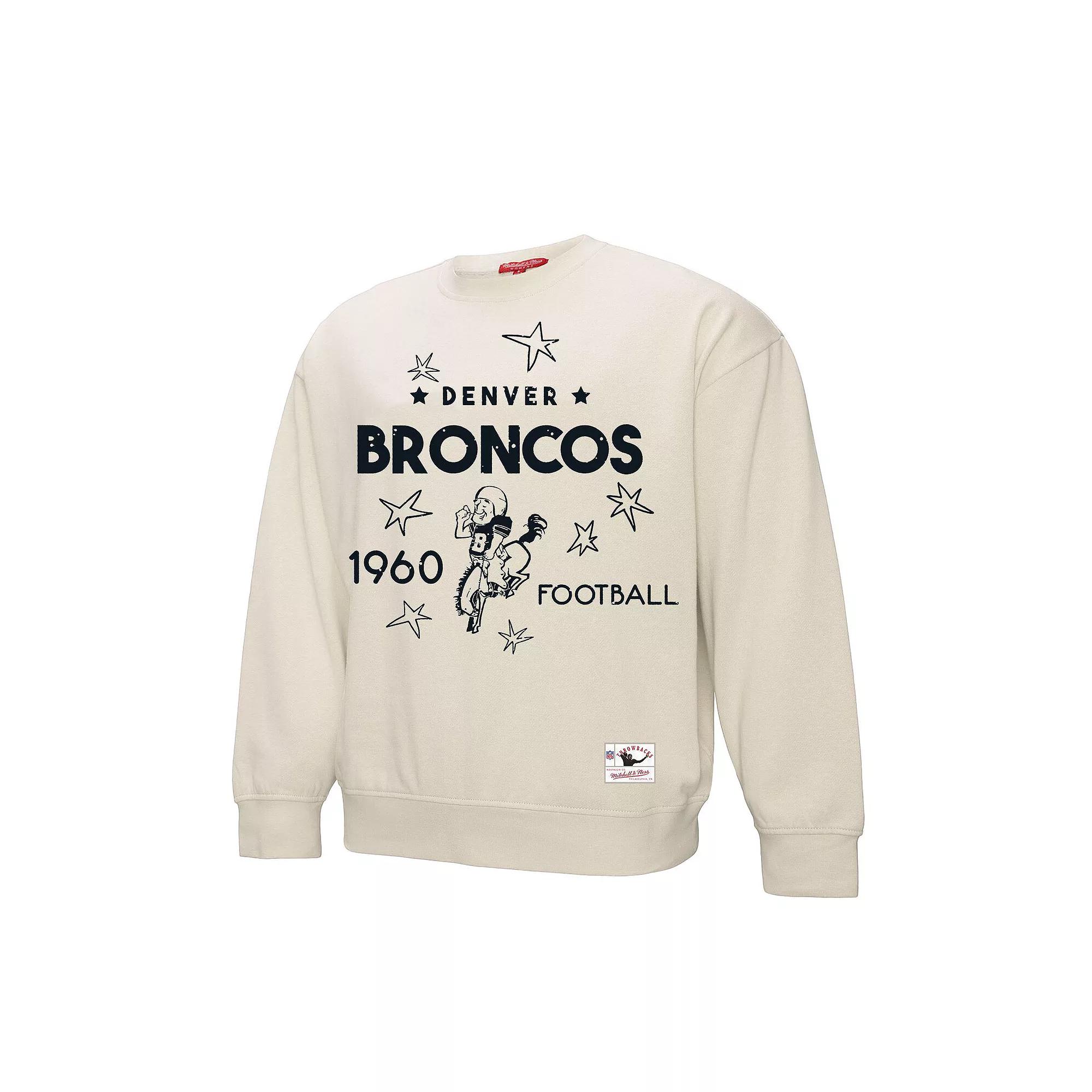 Women's Mitchell & Ness Cream Denver Broncos Shooting Stars Pullover Sweatshirt, Size: XL, Beige Product Image