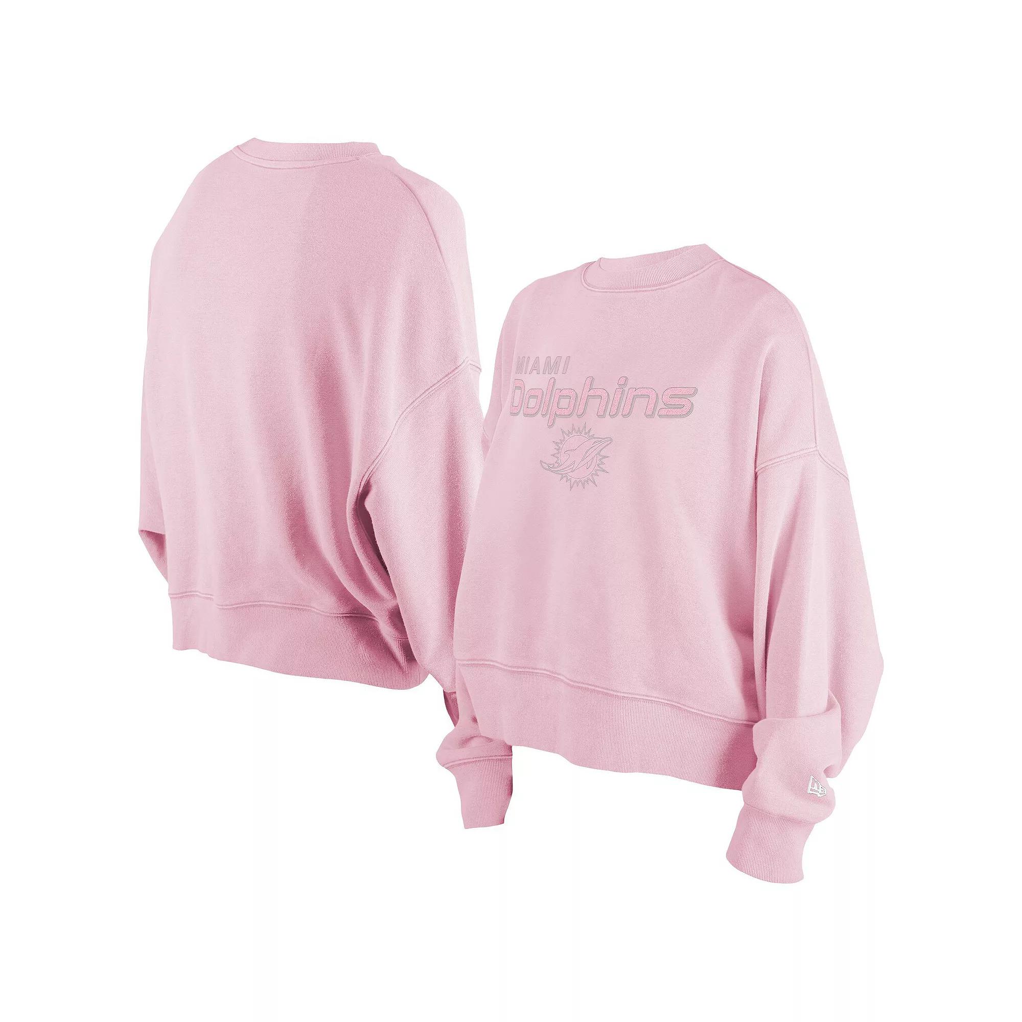 Women's New Era Pink Miami Dolphins Cozy Pullover Sweatshirt,  Product Image
