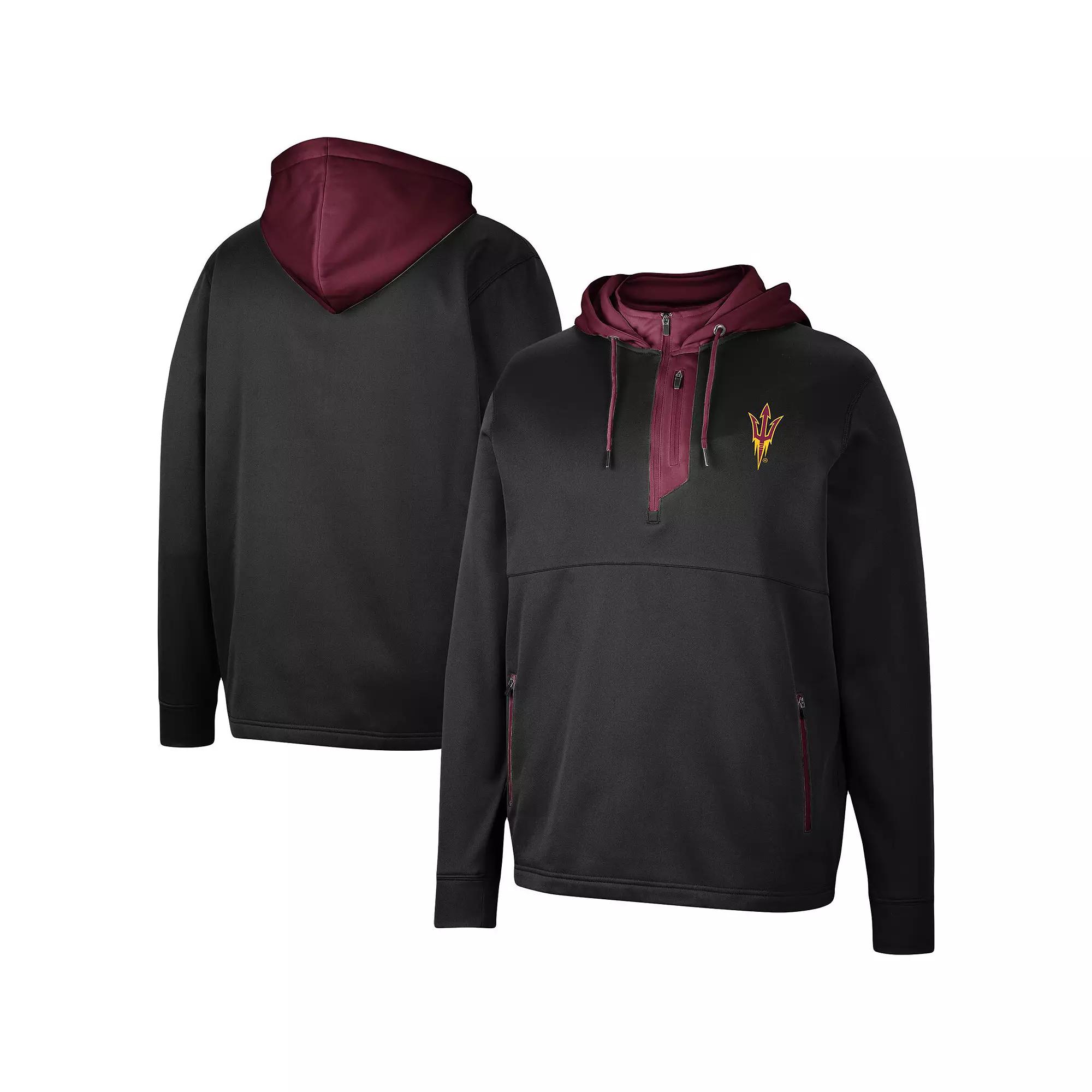 Men's Colosseum Black Arizona State Sun Devils Luge 3.0 Quarter-Zip Hoodie, Size: Large Product Image