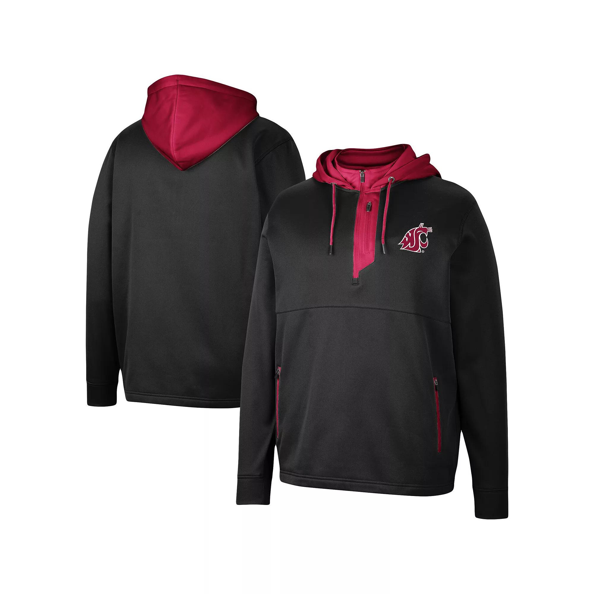 Men's Colosseum Black Washington State Cougars Luge 3.0 Quarter-Zip Hoodie, Size: 2XL, Wsc Black Product Image
